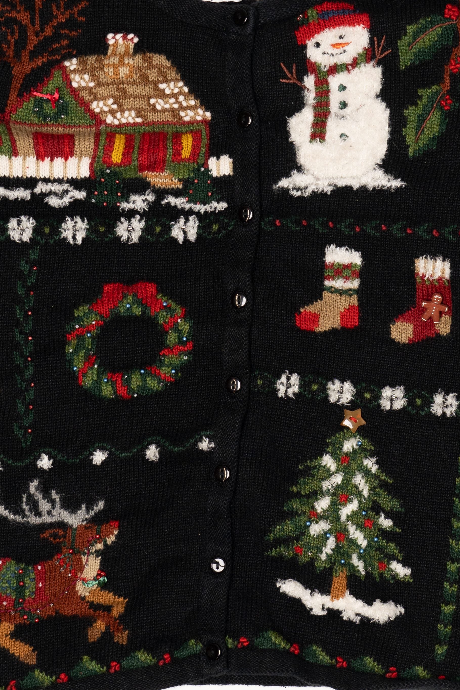 Vintage Black Dress Barn Ugly Christmas Cardigan (1990s)