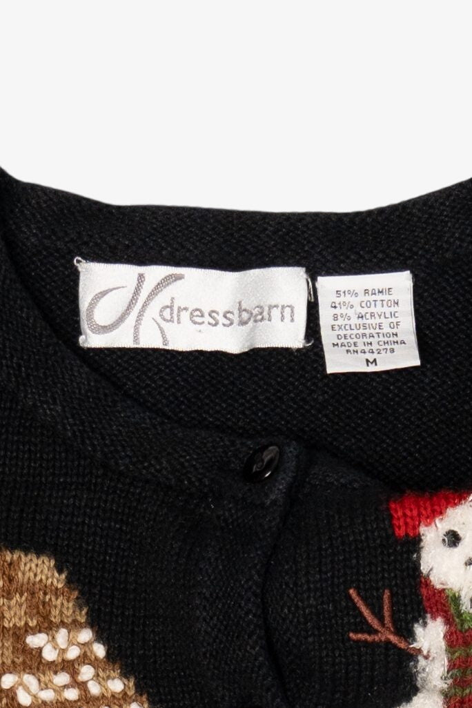 Vintage Black Dress Barn Ugly Christmas Cardigan (1990s)