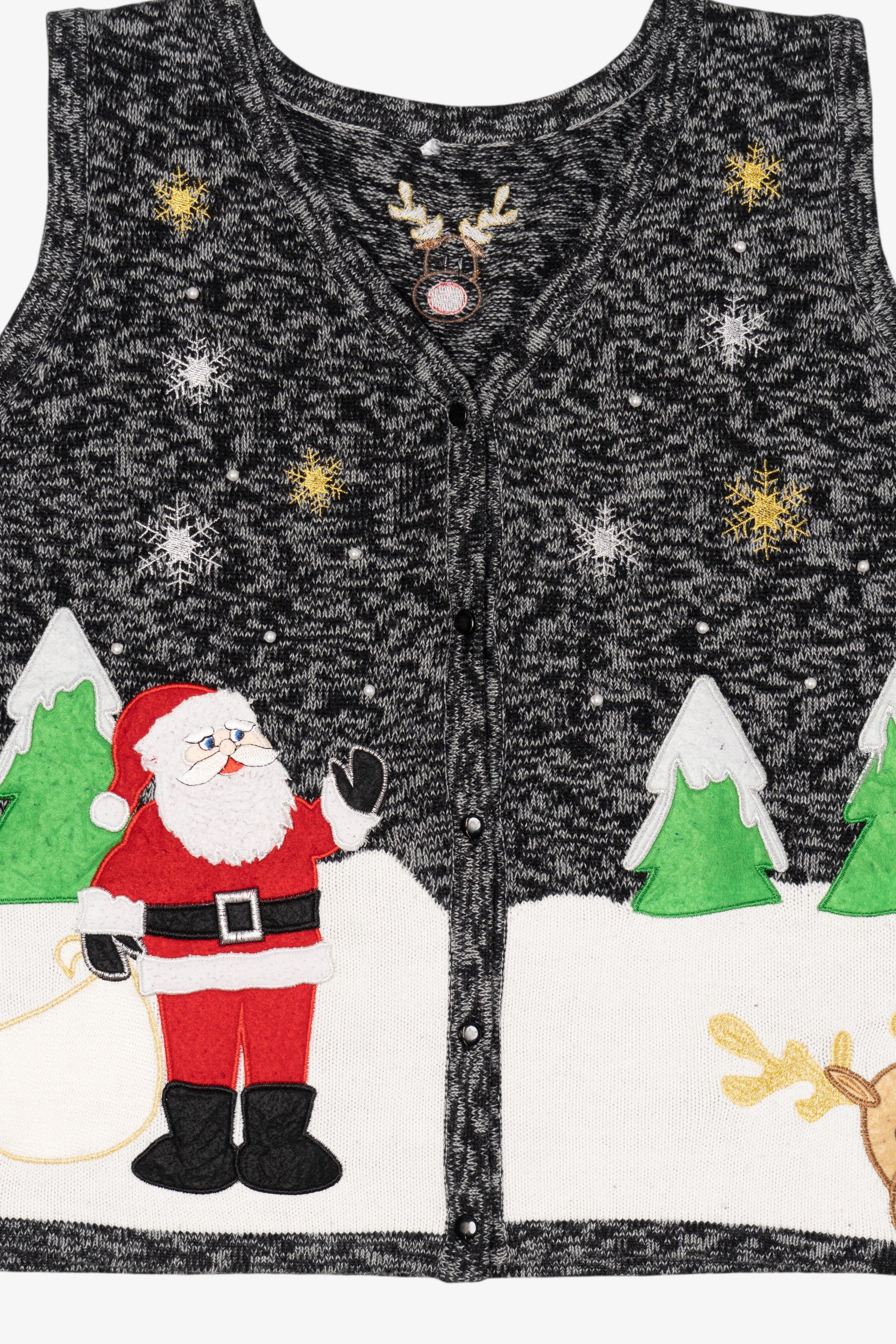 Vintage Dark Gray Santa Ugly Christmas Vest (2000s)