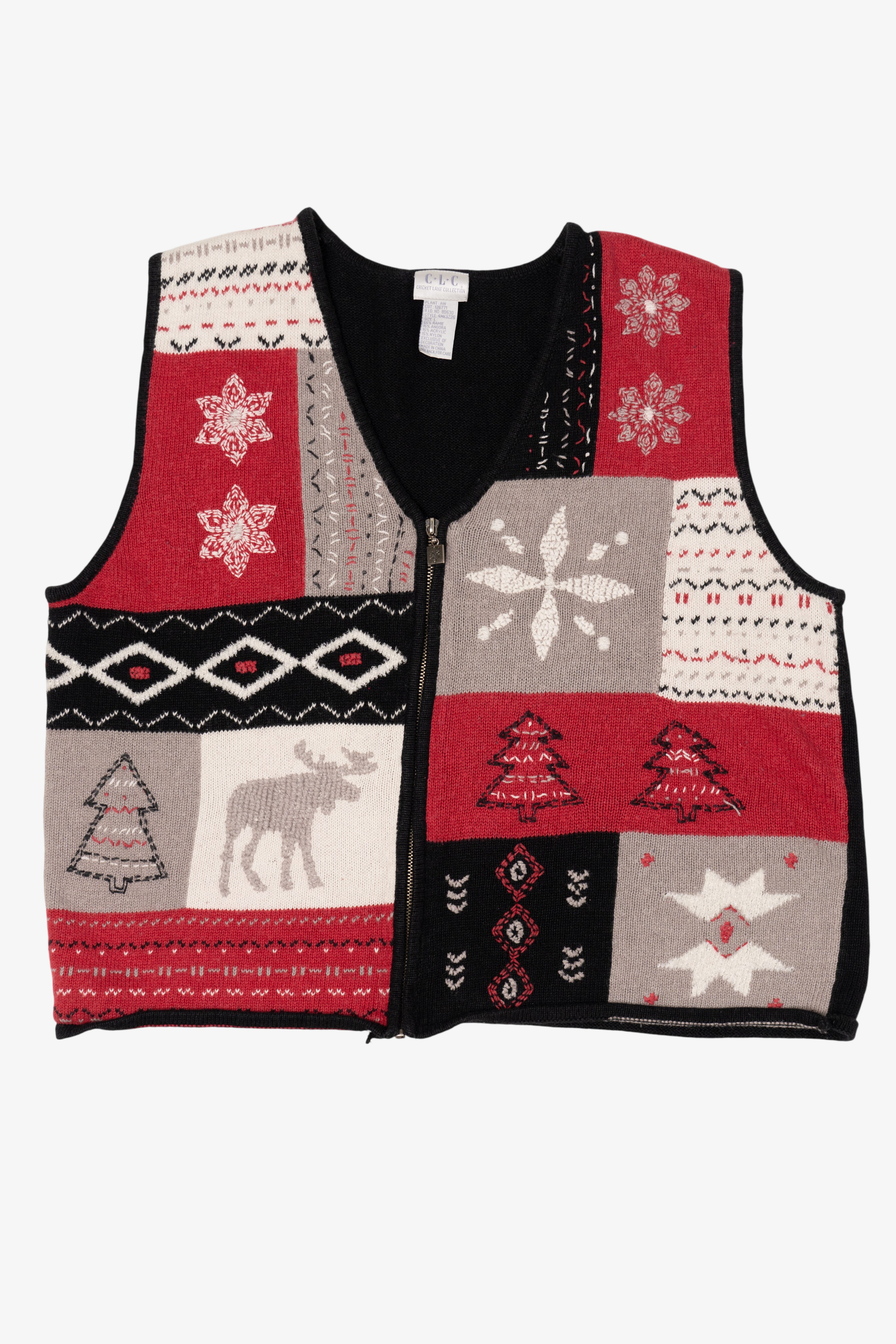 Vintage Black Cricket Lane Collection Ugly Christmas Vest (1990s)