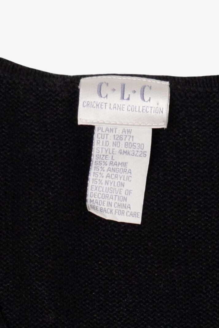 Vintage Black Cricket Lane Collection Ugly Christmas Vest (1990s)