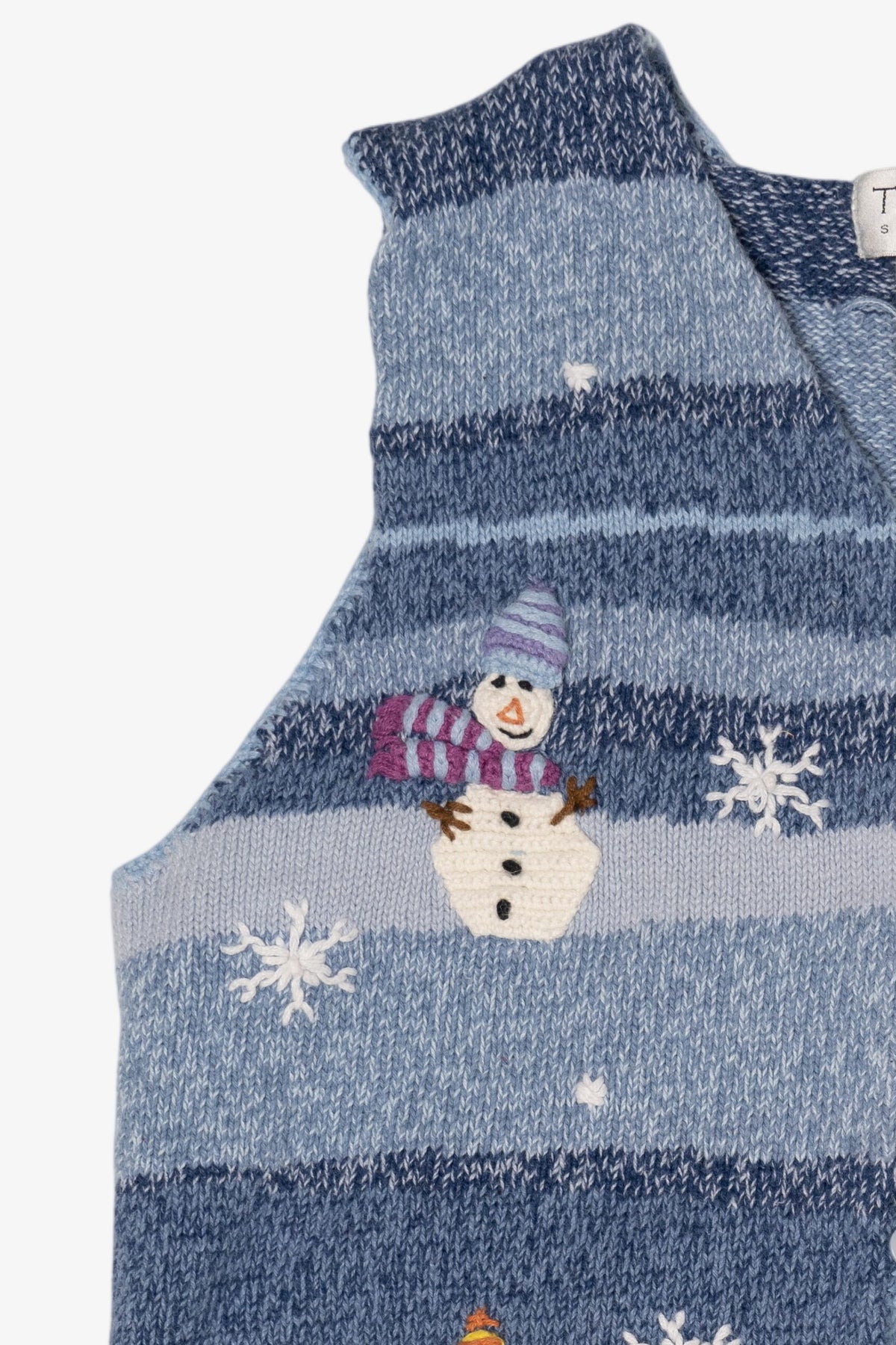 Vintage Blue Tribeca Studio Snowmen Ugly Christmas Vest (1990s)