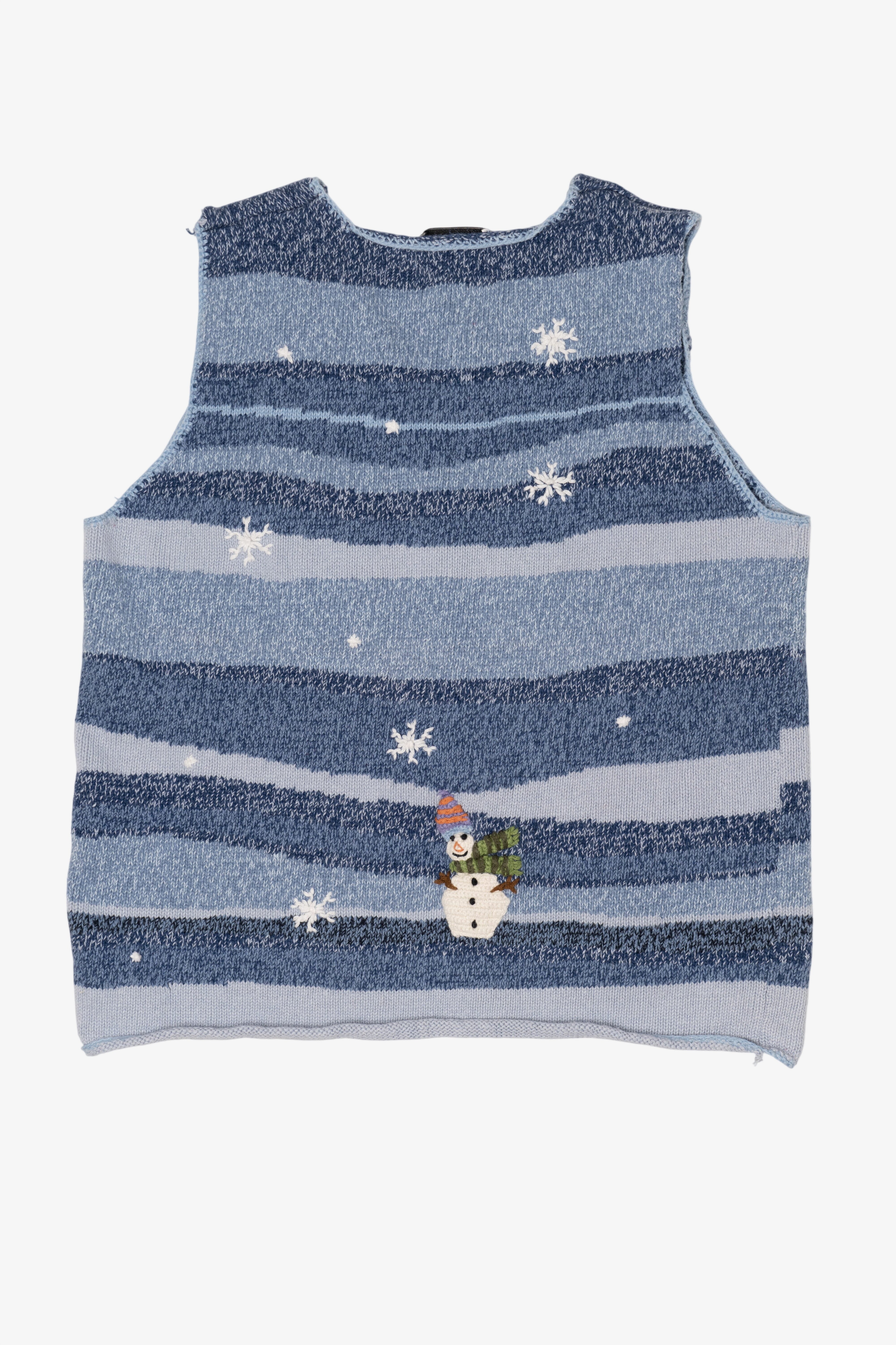 Vintage Blue Tribeca Studio Snowmen Ugly Christmas Vest (1990s)