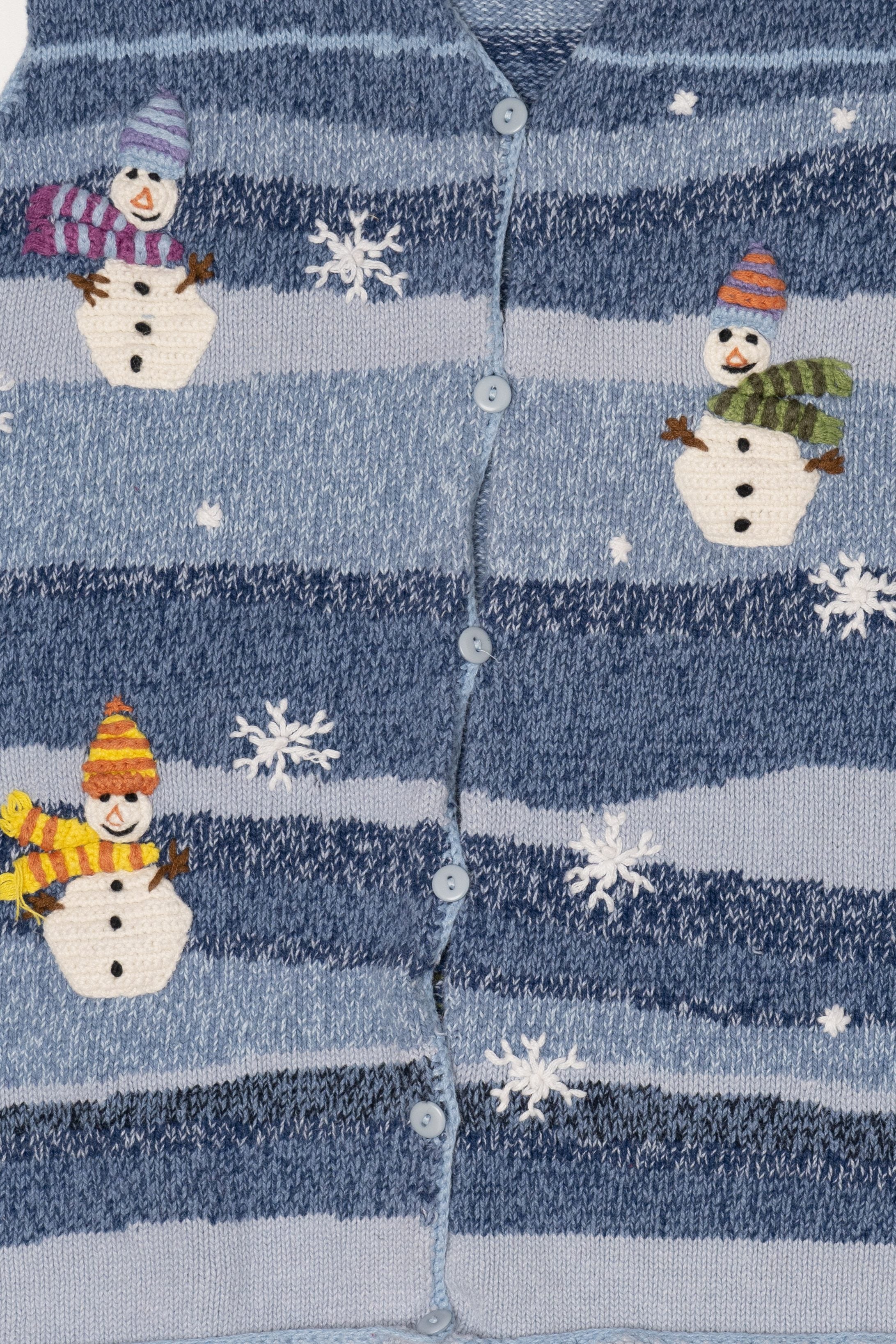 Vintage Blue Tribeca Studio Snowmen Ugly Christmas Vest (1990s)