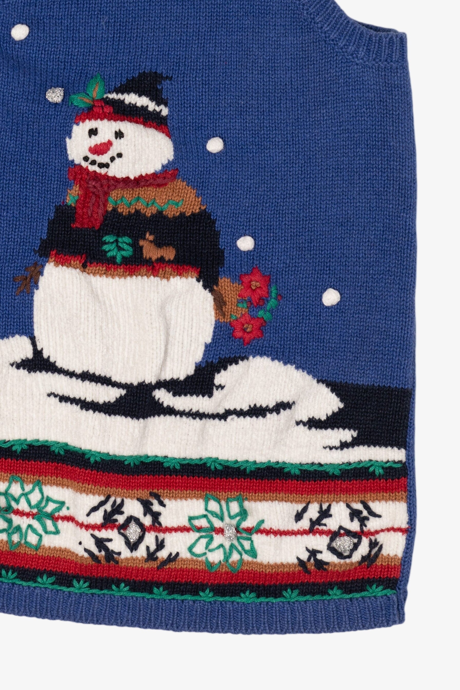 Vintage Blue Snowmen Ugly Christmas Vest (1990s)