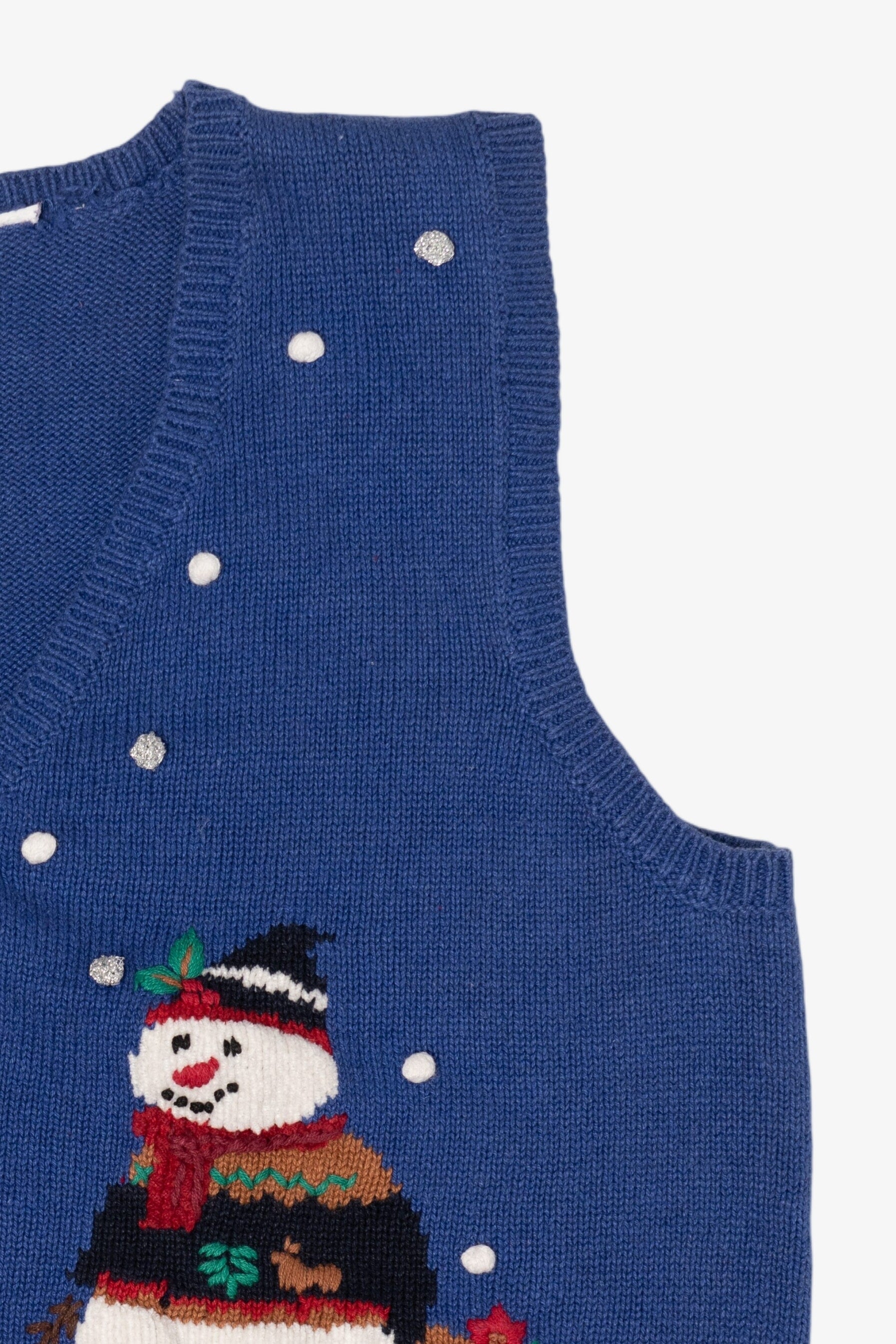Vintage Blue Snowmen Ugly Christmas Vest (1990s)