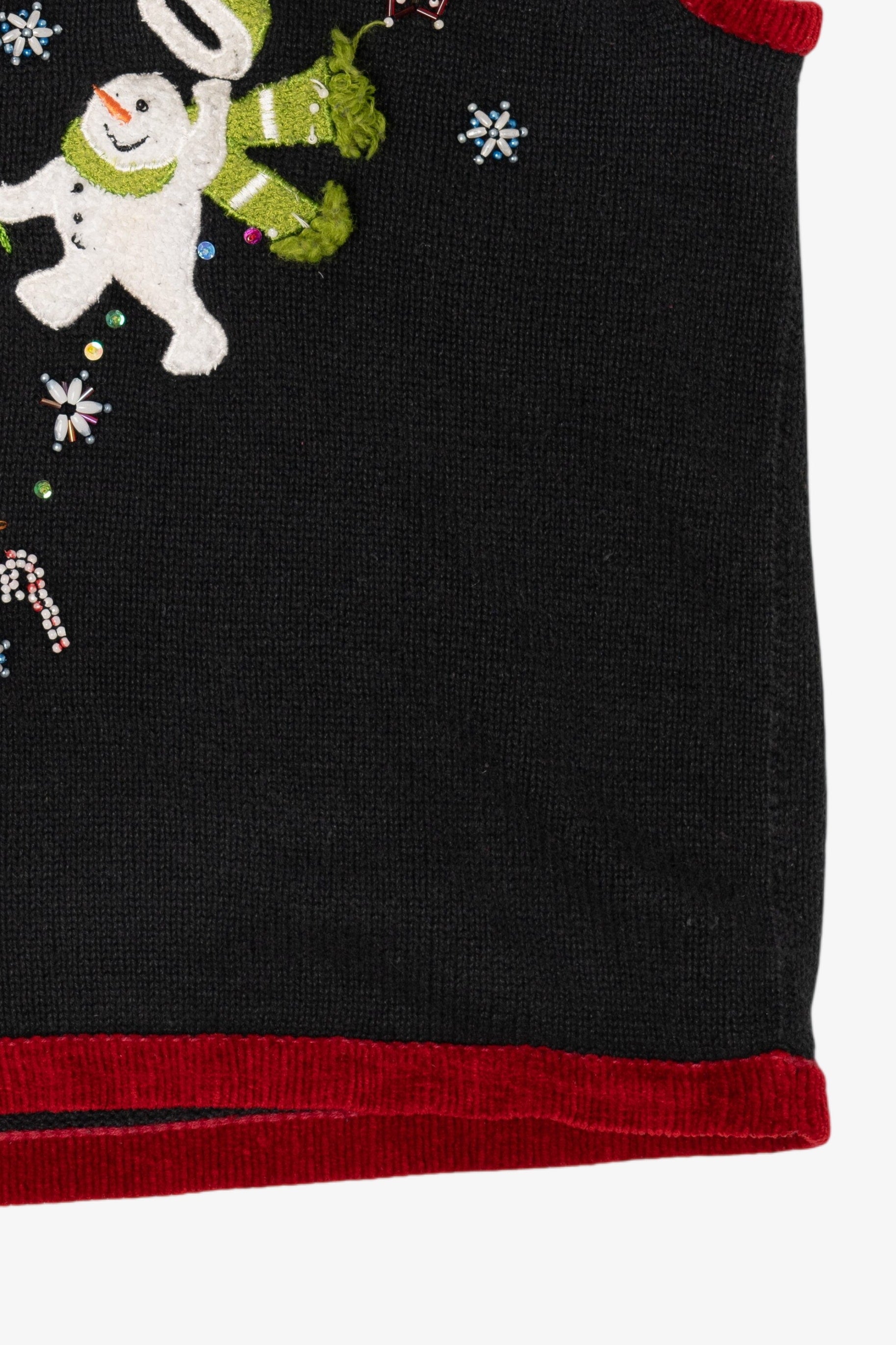 Vintage Black White Stag Snowmen Ugly Christmas Vest (1990s)