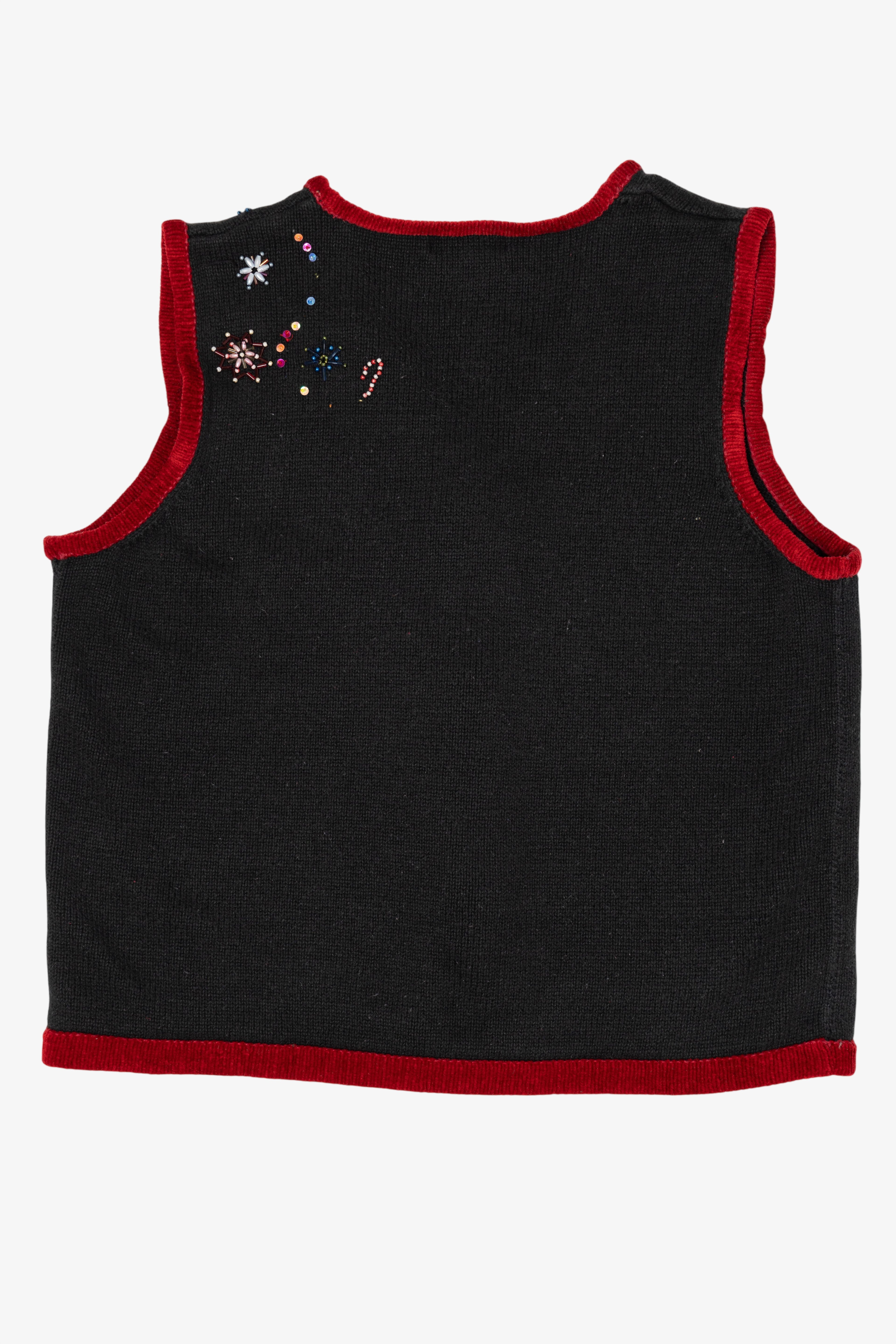 Vintage Black White Stag Snowmen Ugly Christmas Vest (1990s)