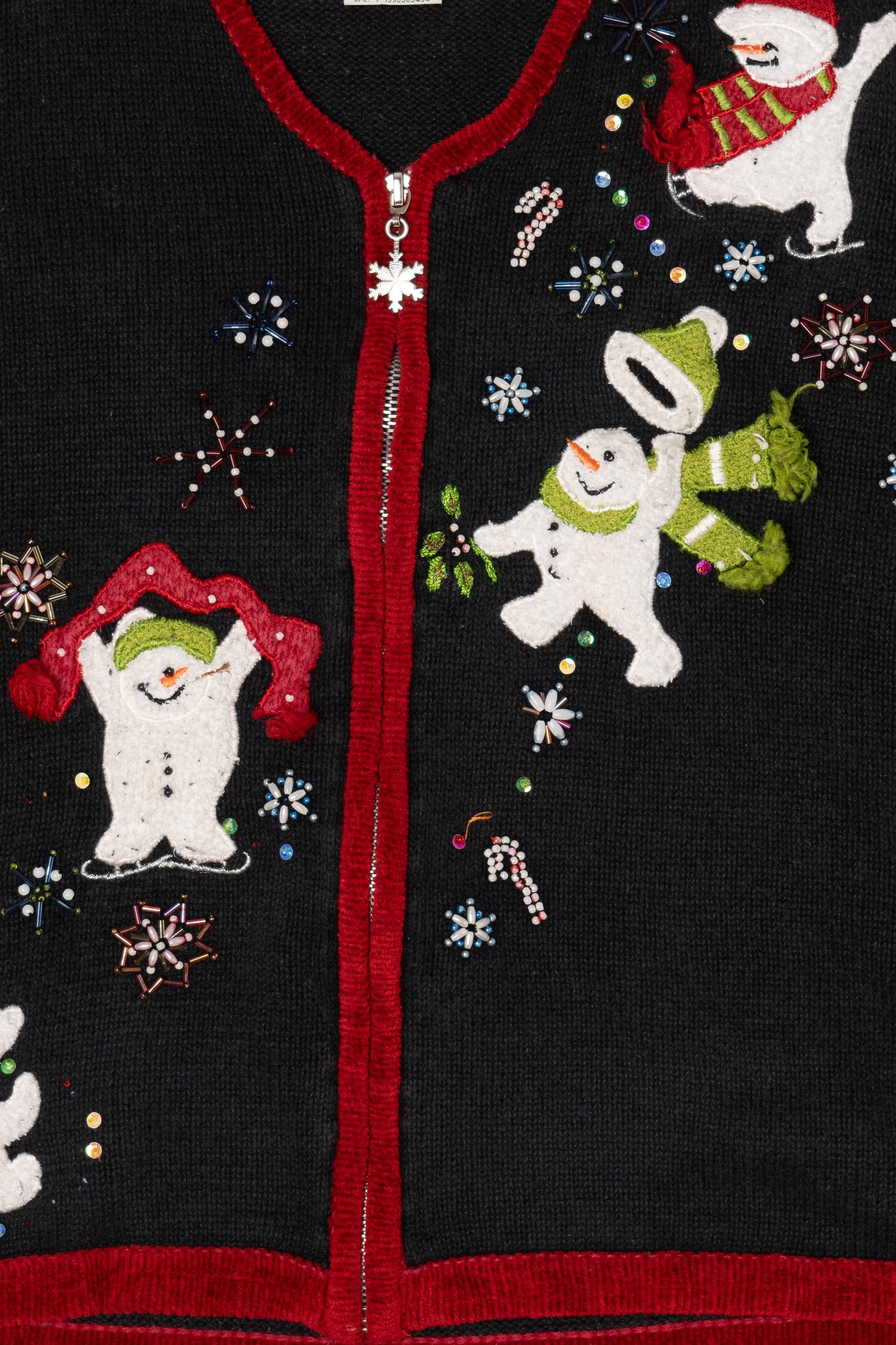 Vintage Black White Stag Snowmen Ugly Christmas Vest (1990s)
