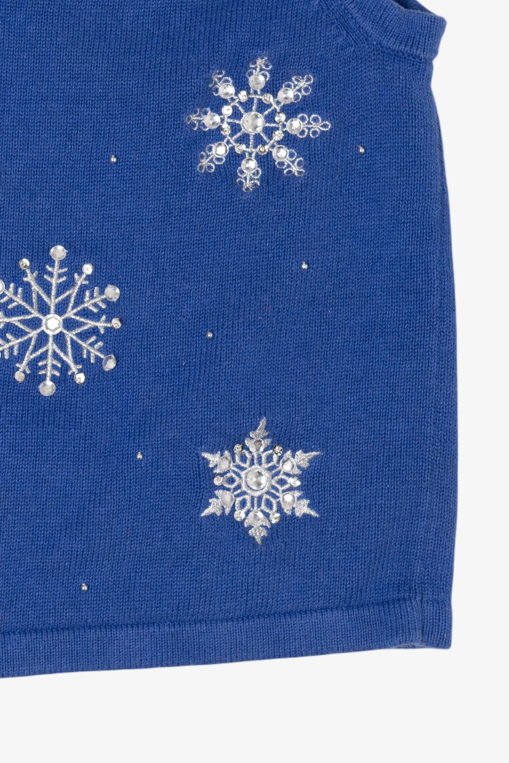 Vintage Blue Merry & Bright Snowflakes Ugly Christmas Vest (2000s)
