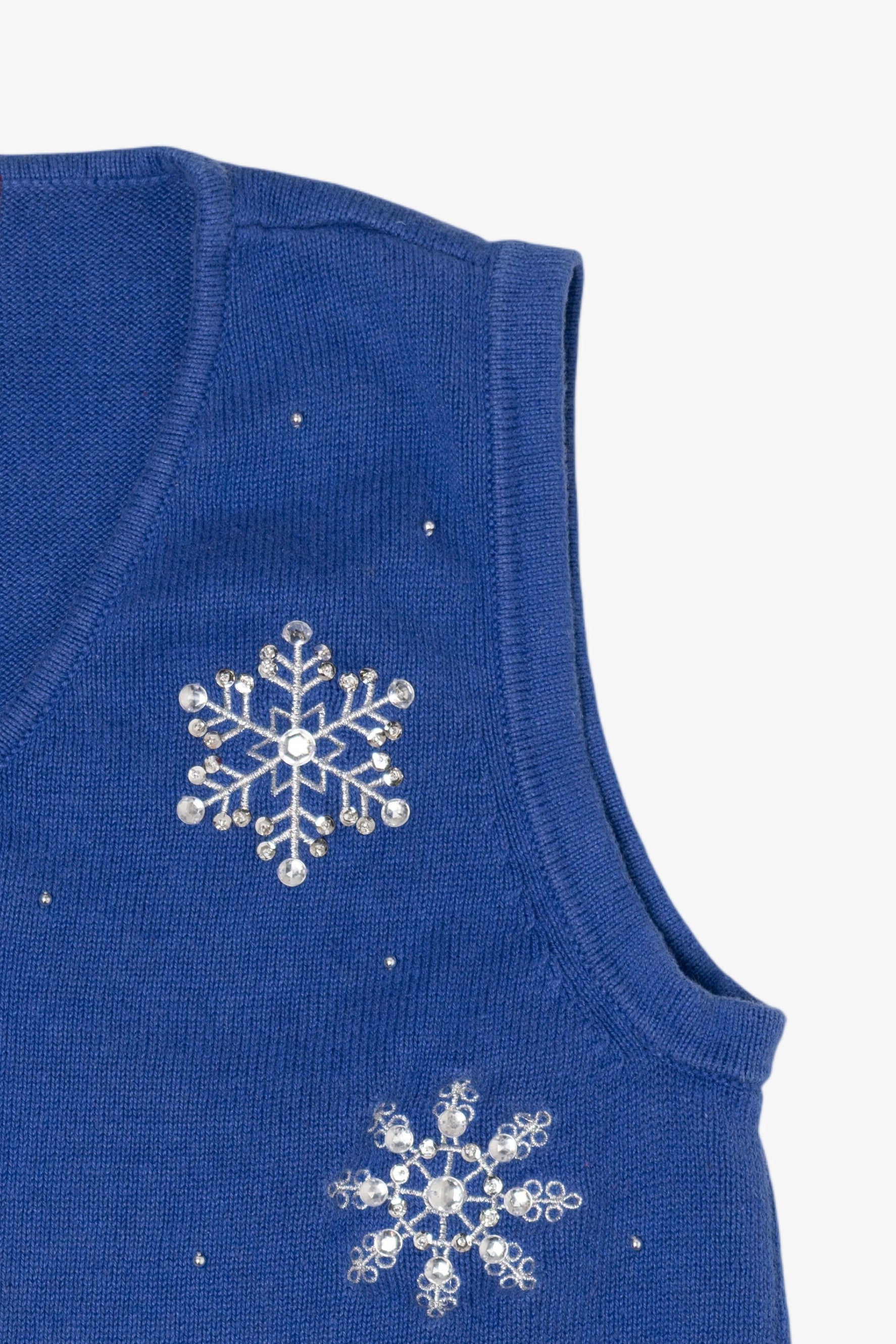 Vintage Blue Merry & Bright Snowflakes Ugly Christmas Vest (2000s)
