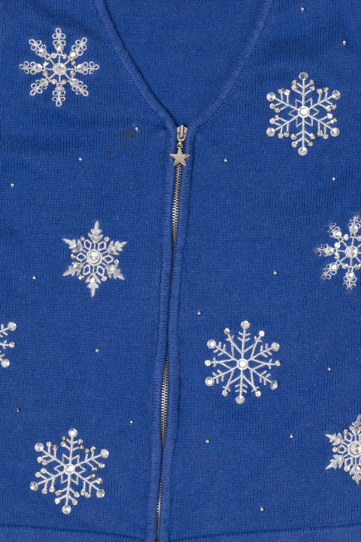 Vintage Blue Merry & Bright Snowflakes Ugly Christmas Vest (2000s)