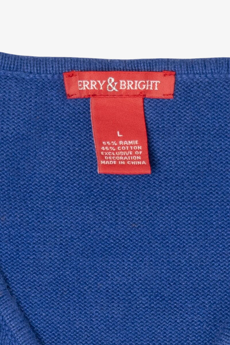Vintage Blue Merry & Bright Snowflakes Ugly Christmas Vest (2000s)