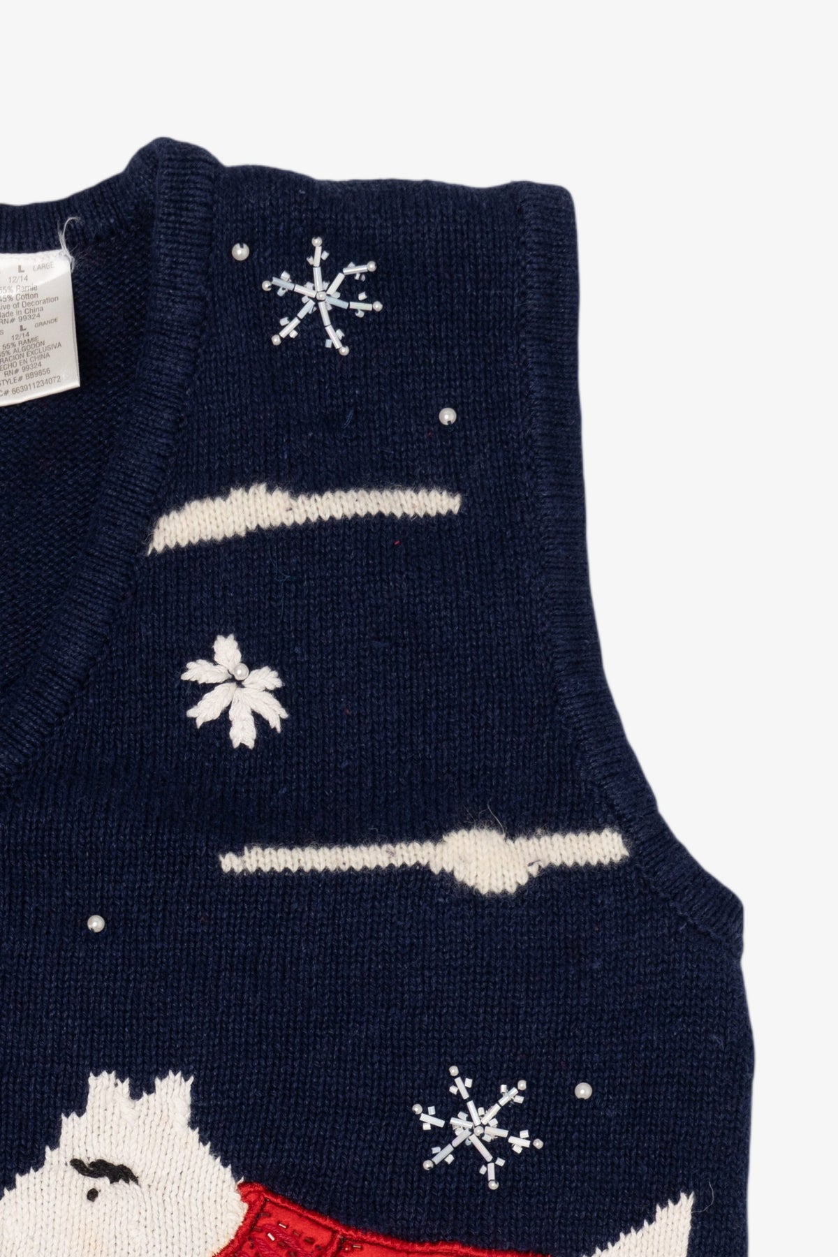 Vintage Navy Blue Bobbie Brooks Dogs Ugly Christmas Vest (1990s)