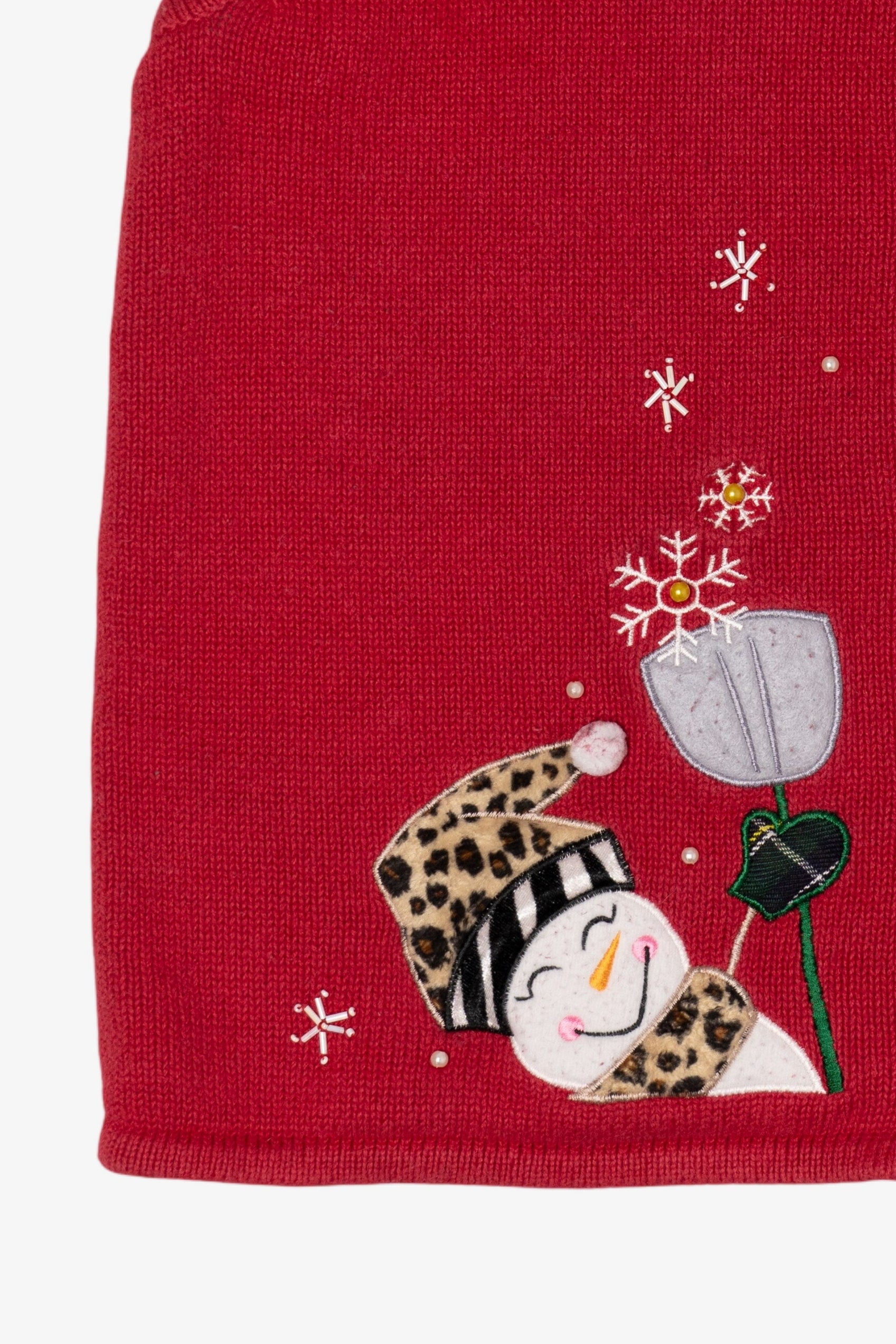 Vintage Red Crystal Kobe Snowmen Ugly Christmas Vest (1990s)