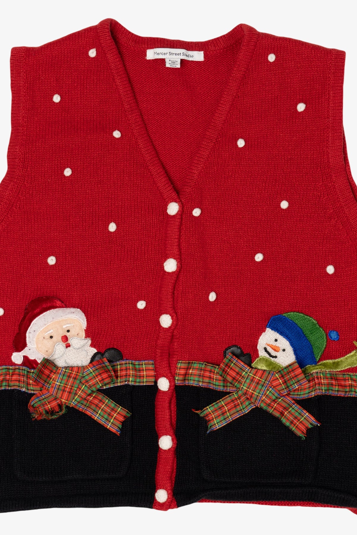 Vintage Red Mercer Street Studio Santa Ugly Christmas Vest (1990s)