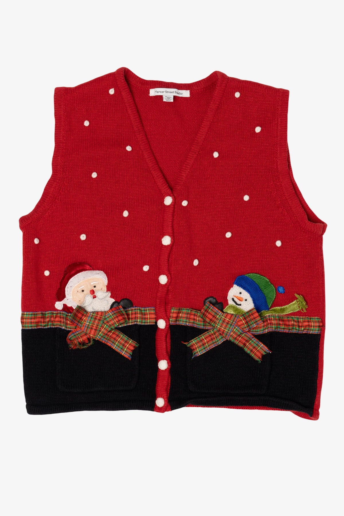 Vintage Red Mercer Street Studio Santa Ugly Christmas Vest (1990s)