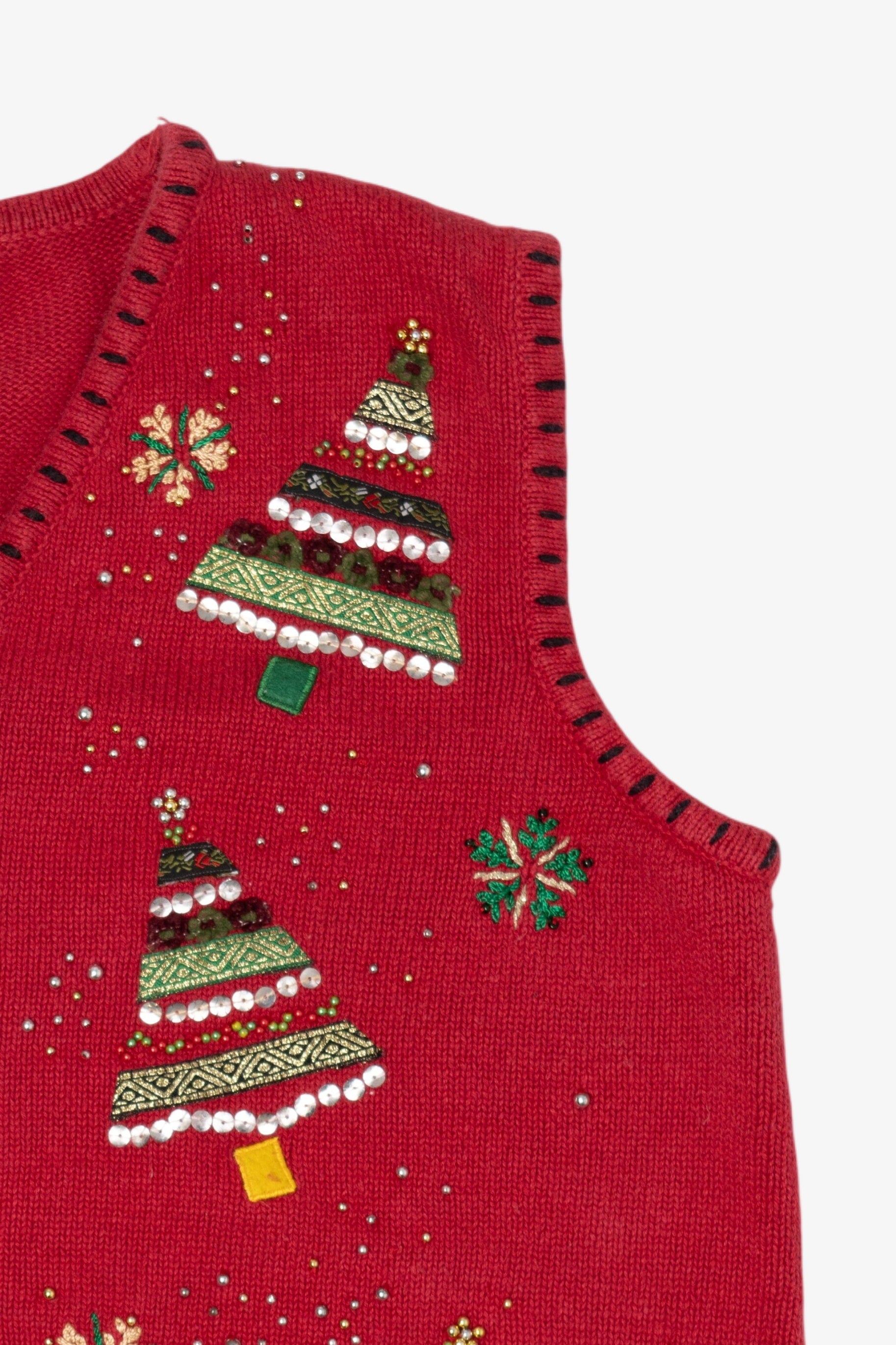 Vintage Red Studio Joy Trees Ugly Christmas Vest (1990s)