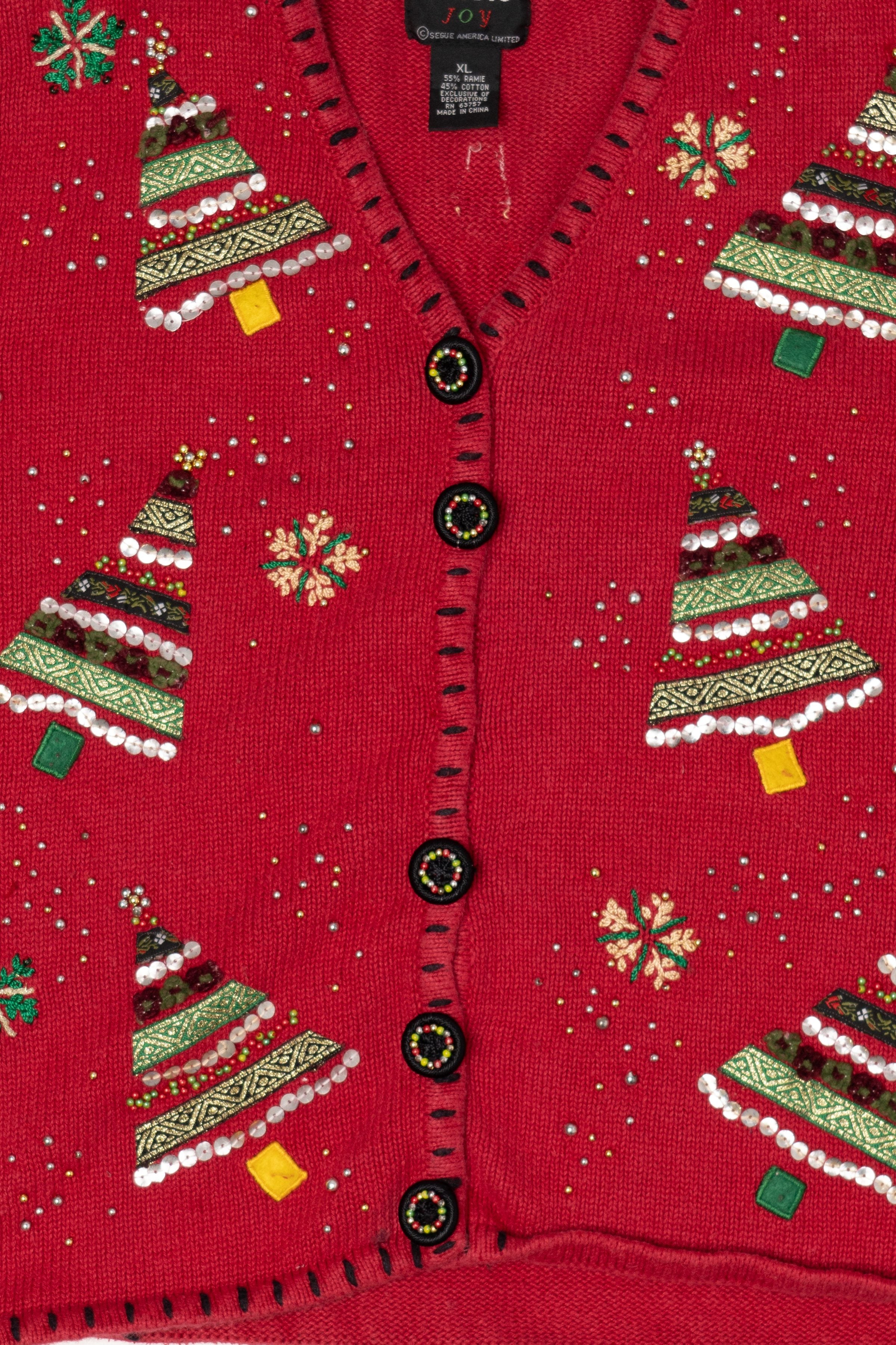 Vintage Red Studio Joy Trees Ugly Christmas Vest (1990s)