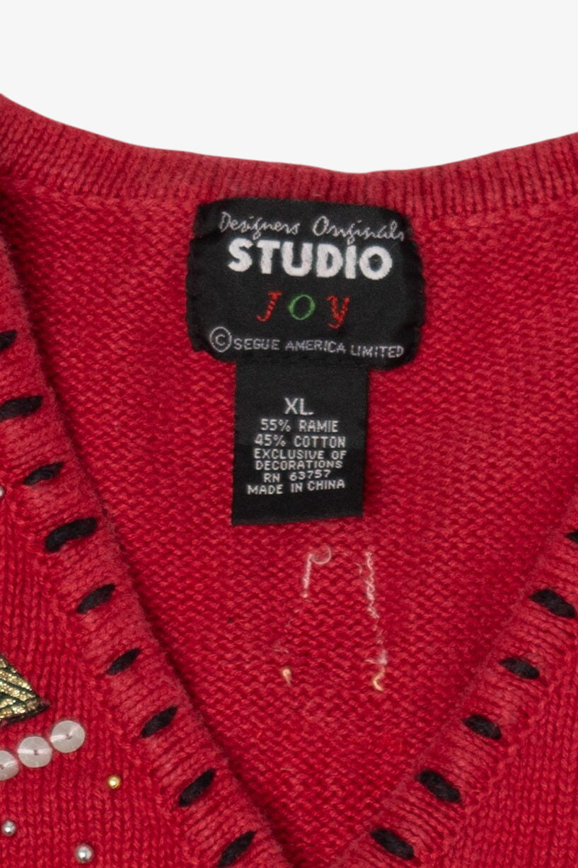 Vintage Red Studio Joy Trees Ugly Christmas Vest (1990s)