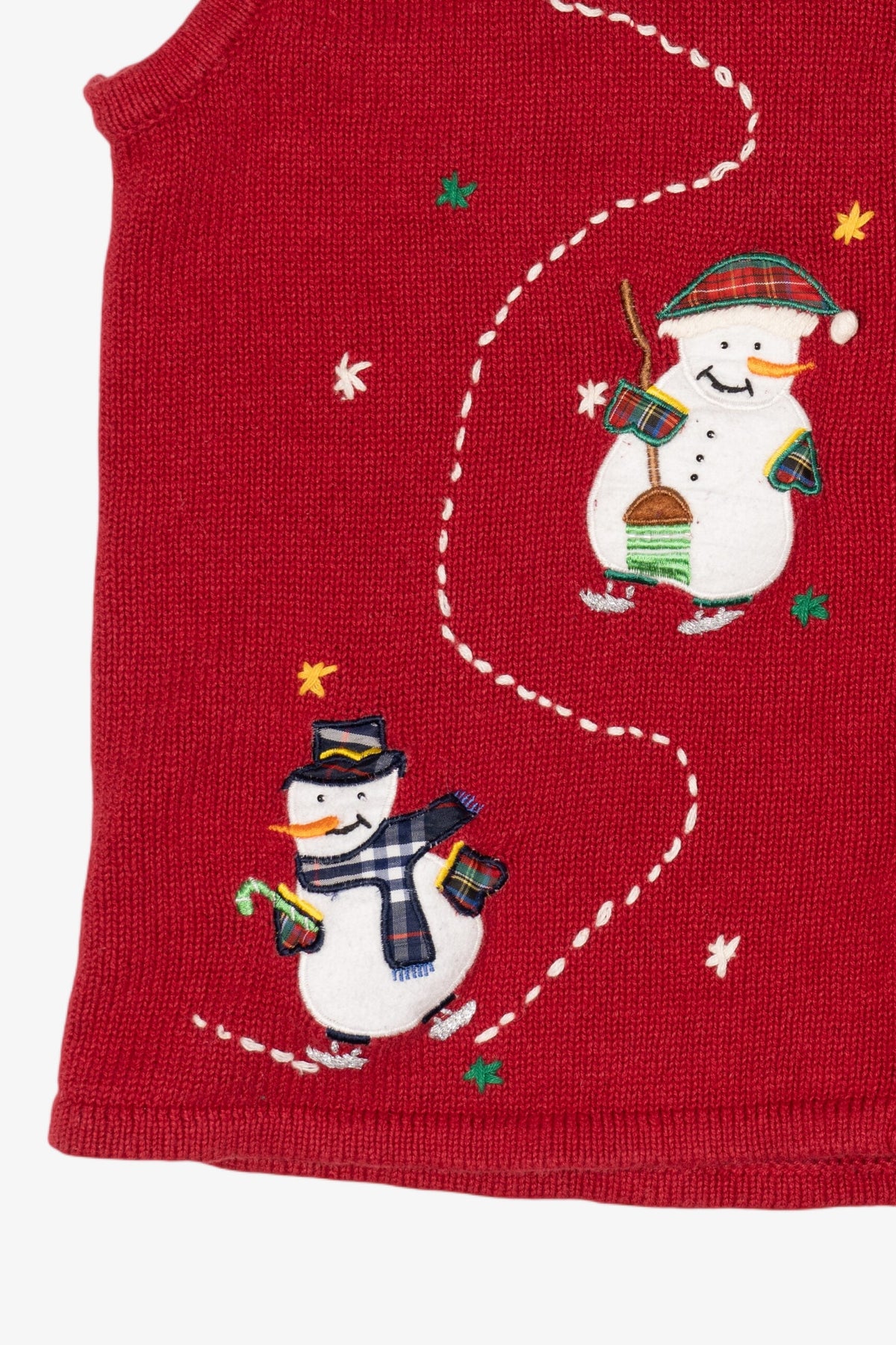 Vintage Red Bobbie Brooks Snowmen Ugly Christmas Vest (1990s)