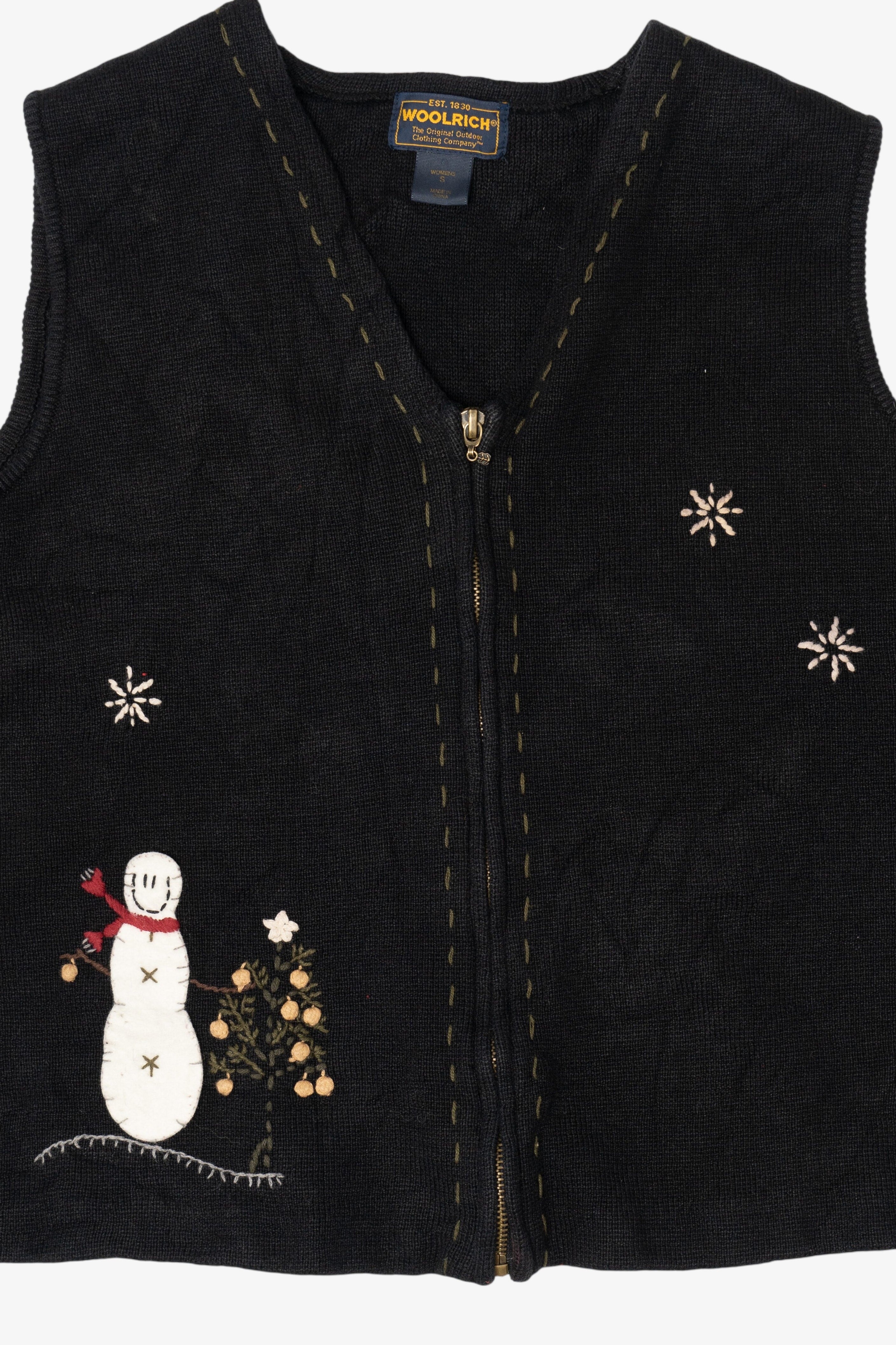 Vintage Black Woolrich Snowmen Ugly Christmas Vest (1990s)