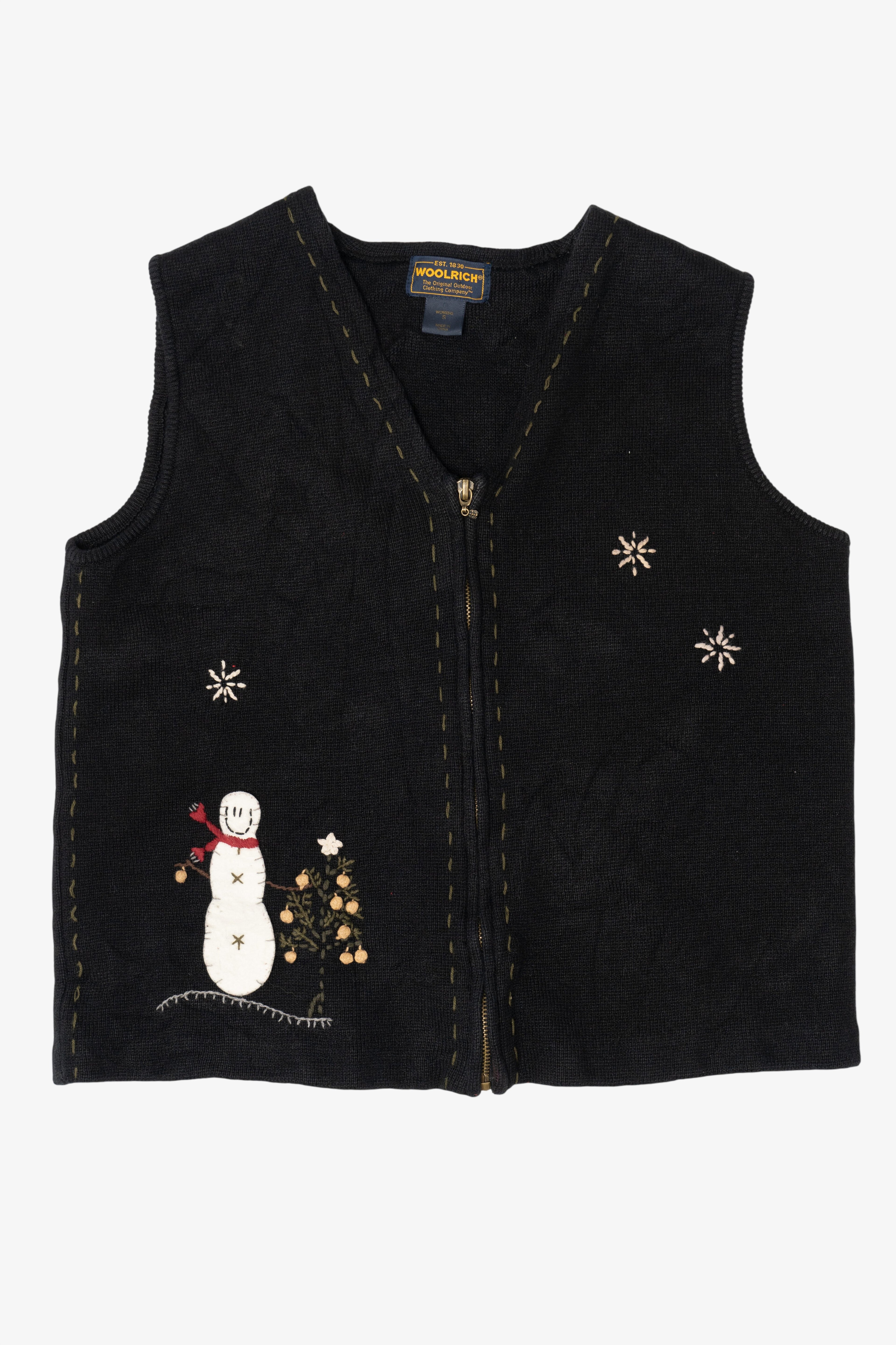 Vintage Black Woolrich Snowmen Ugly Christmas Vest (1990s)