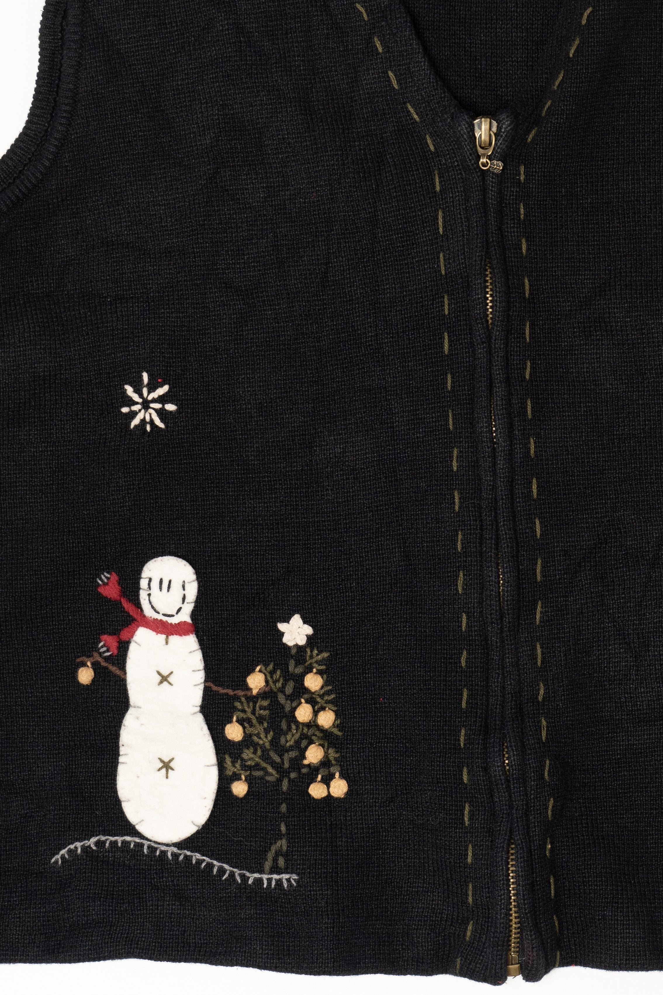 Vintage Black Woolrich Snowmen Ugly Christmas Vest (1990s)