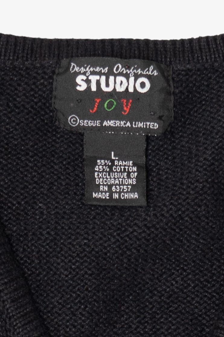 Vintage Black Studio Joy Poinsettias Ugly Christmas Vest (1990s)