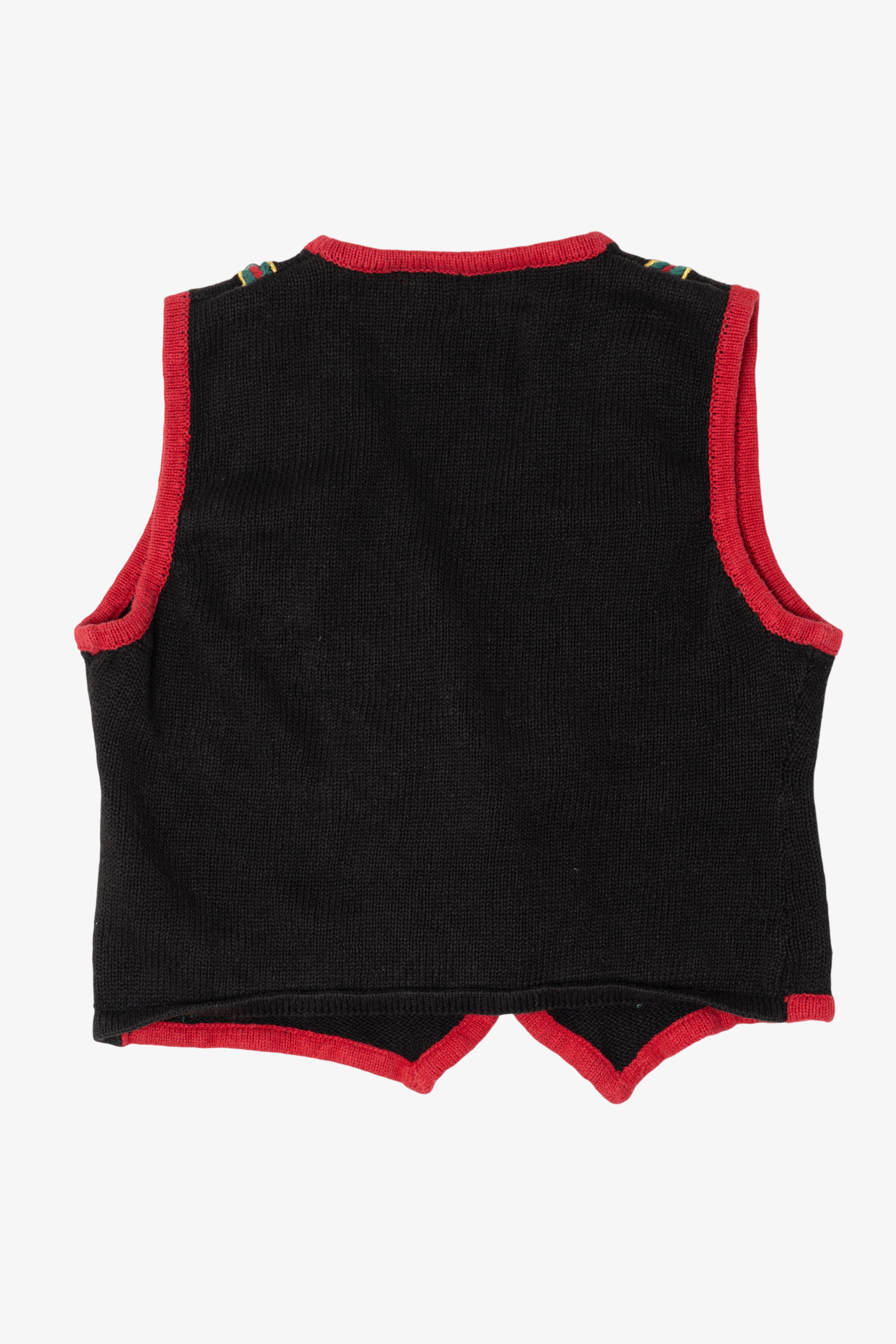 Vintage Black Kathie Lee Poinsettias Ugly Christmas Vest (1990s)