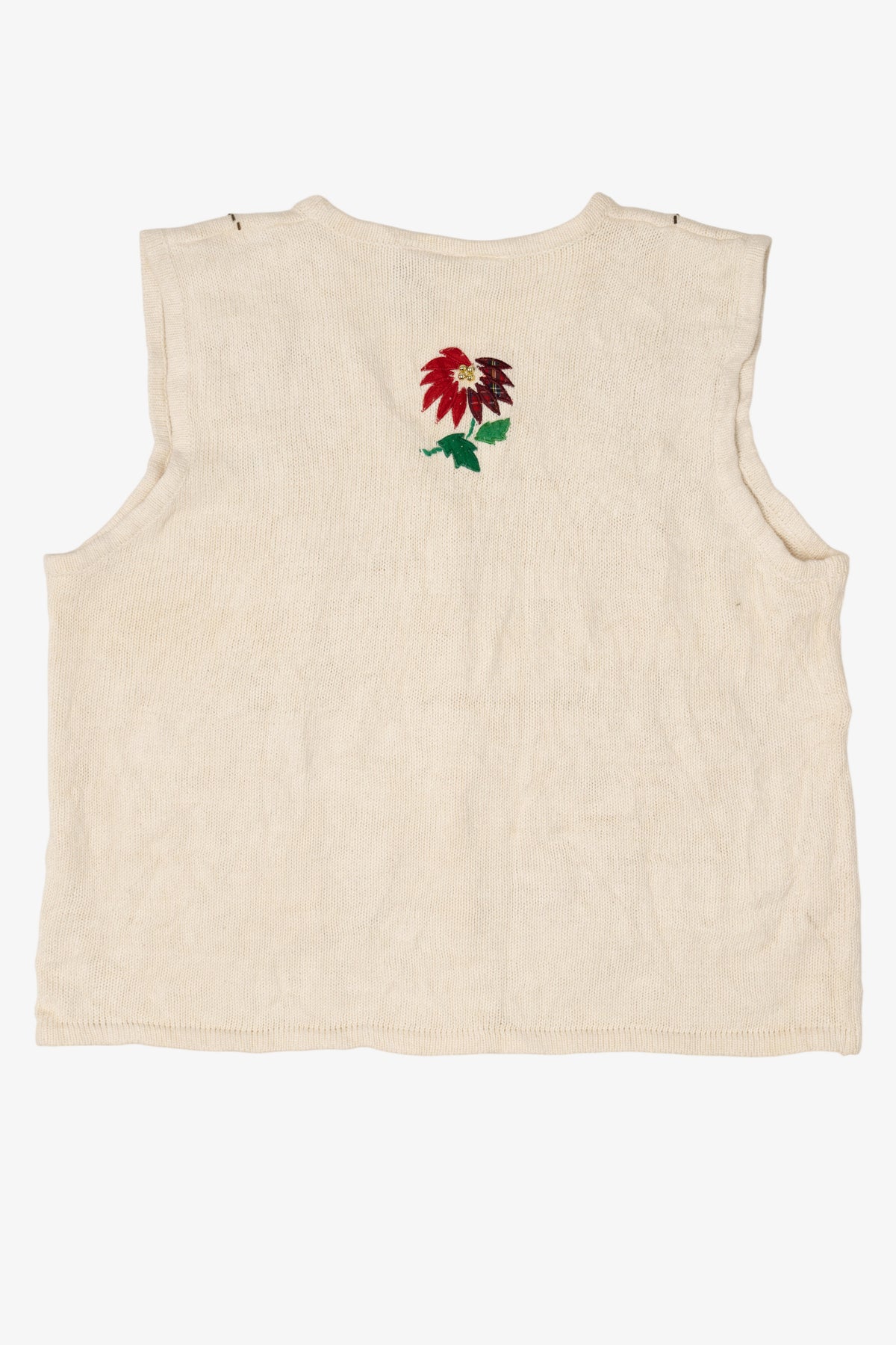 Vintage White Bobbie Brooks Poinsettias Ugly Christmas Vest (1990s)