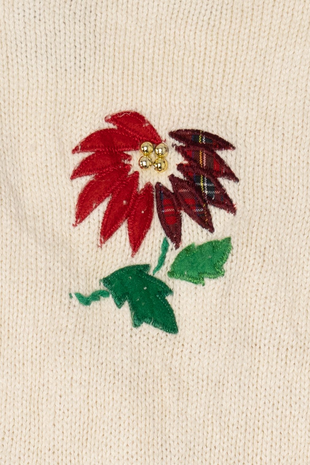 Vintage White Bobbie Brooks Poinsettias Ugly Christmas Vest (1990s)