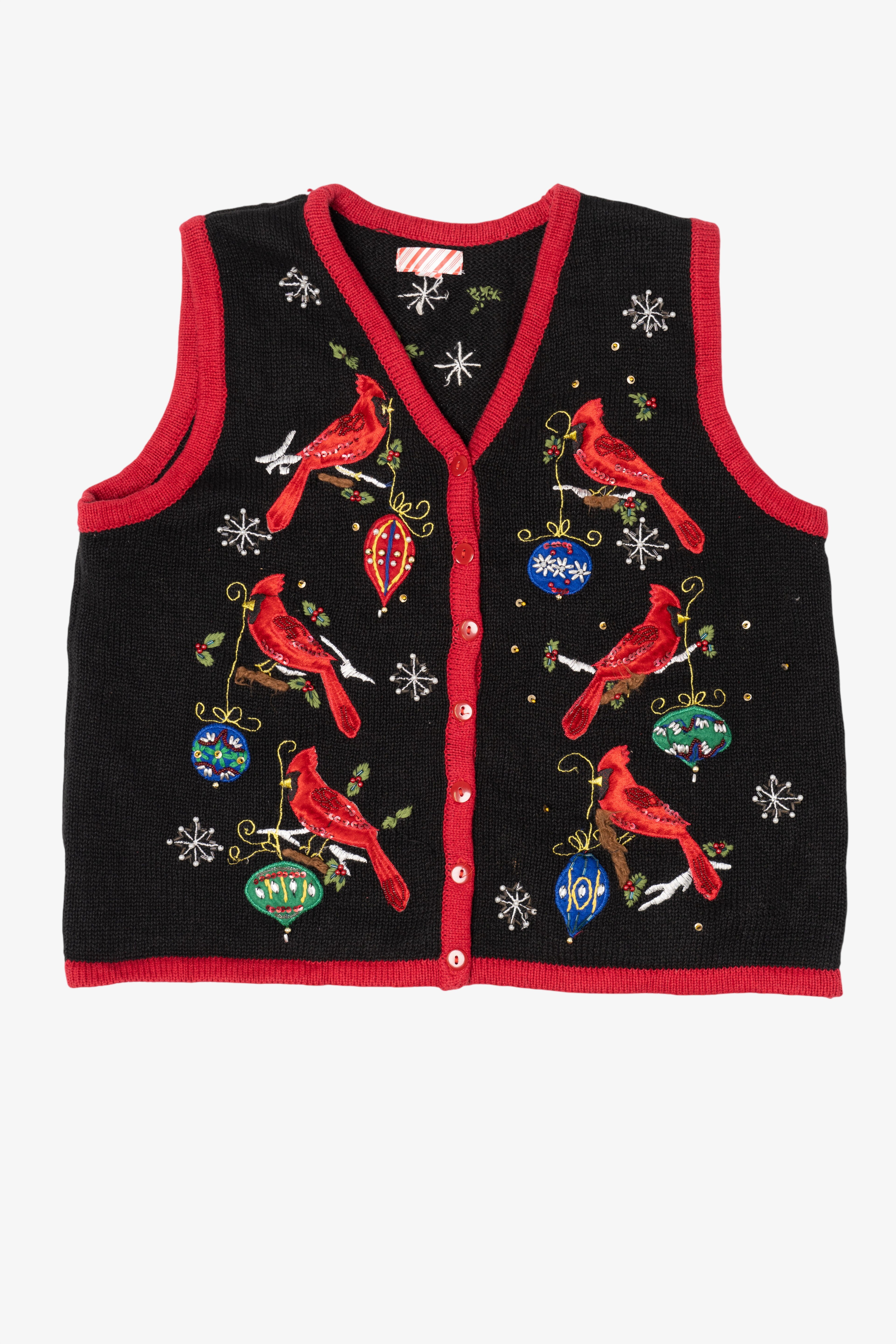 Vintage Black Unknown Cardinals Ugly Christmas Vest (1990s)