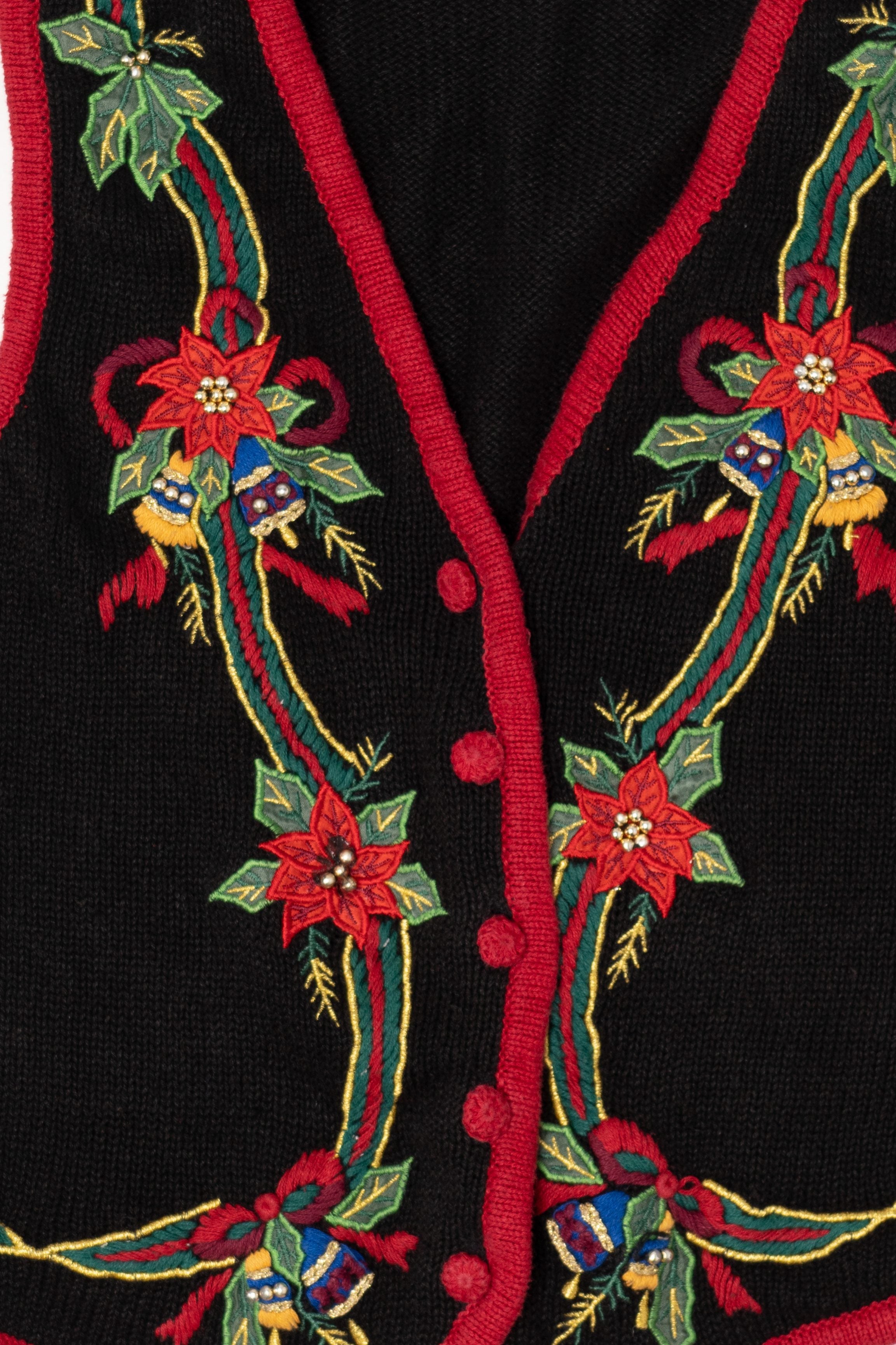 Vintage Black Bells Ugly Christmas Vest (1990s)