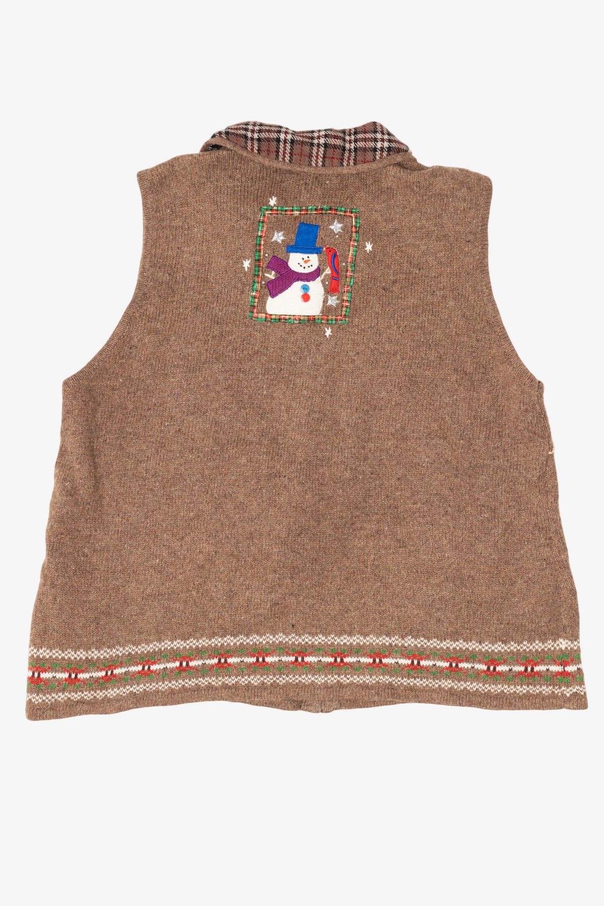 Vintage Beige Hampshire Studio Snowmen Ugly Christmas Vest (1990s)