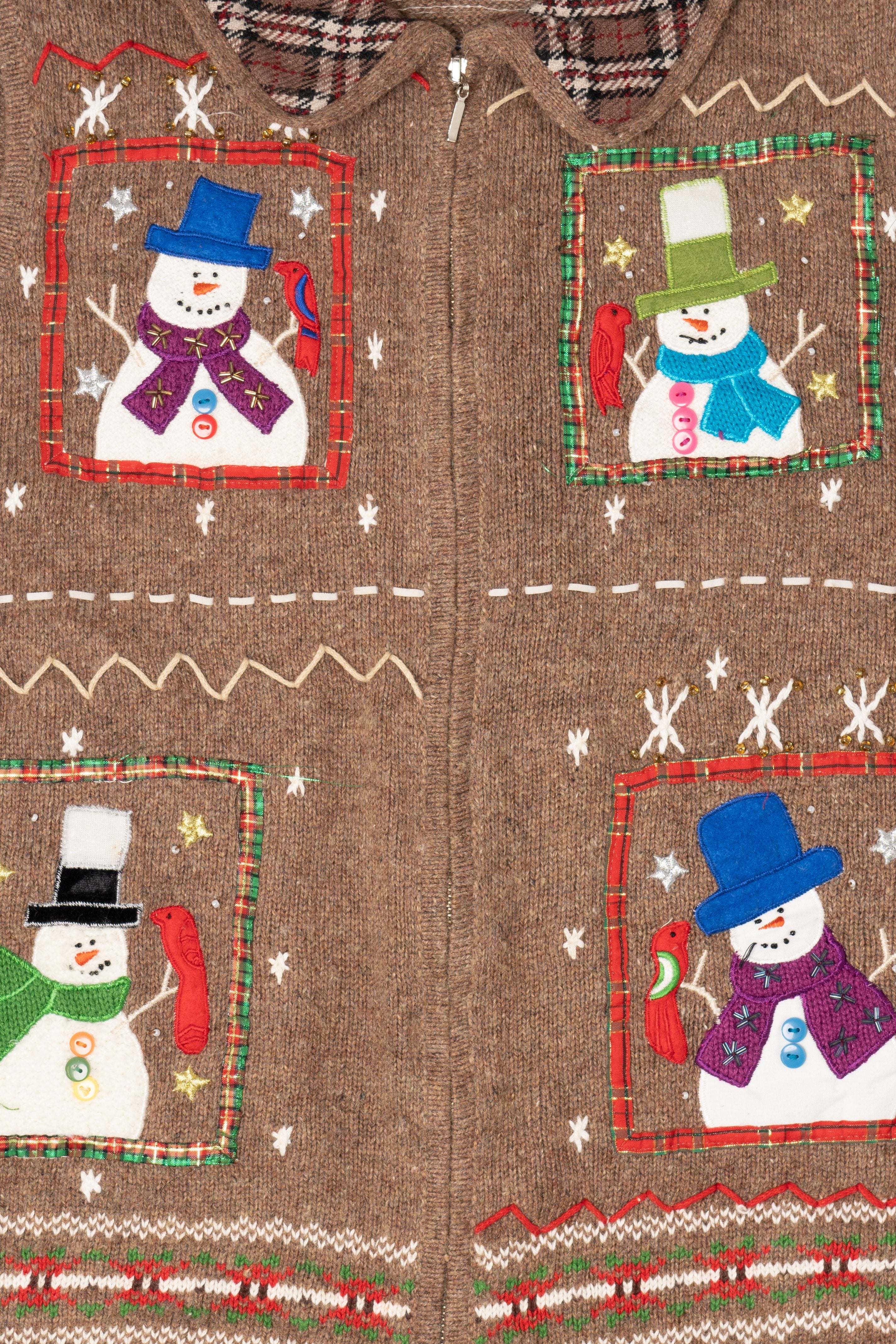Vintage Beige Hampshire Studio Snowmen Ugly Christmas Vest (1990s)