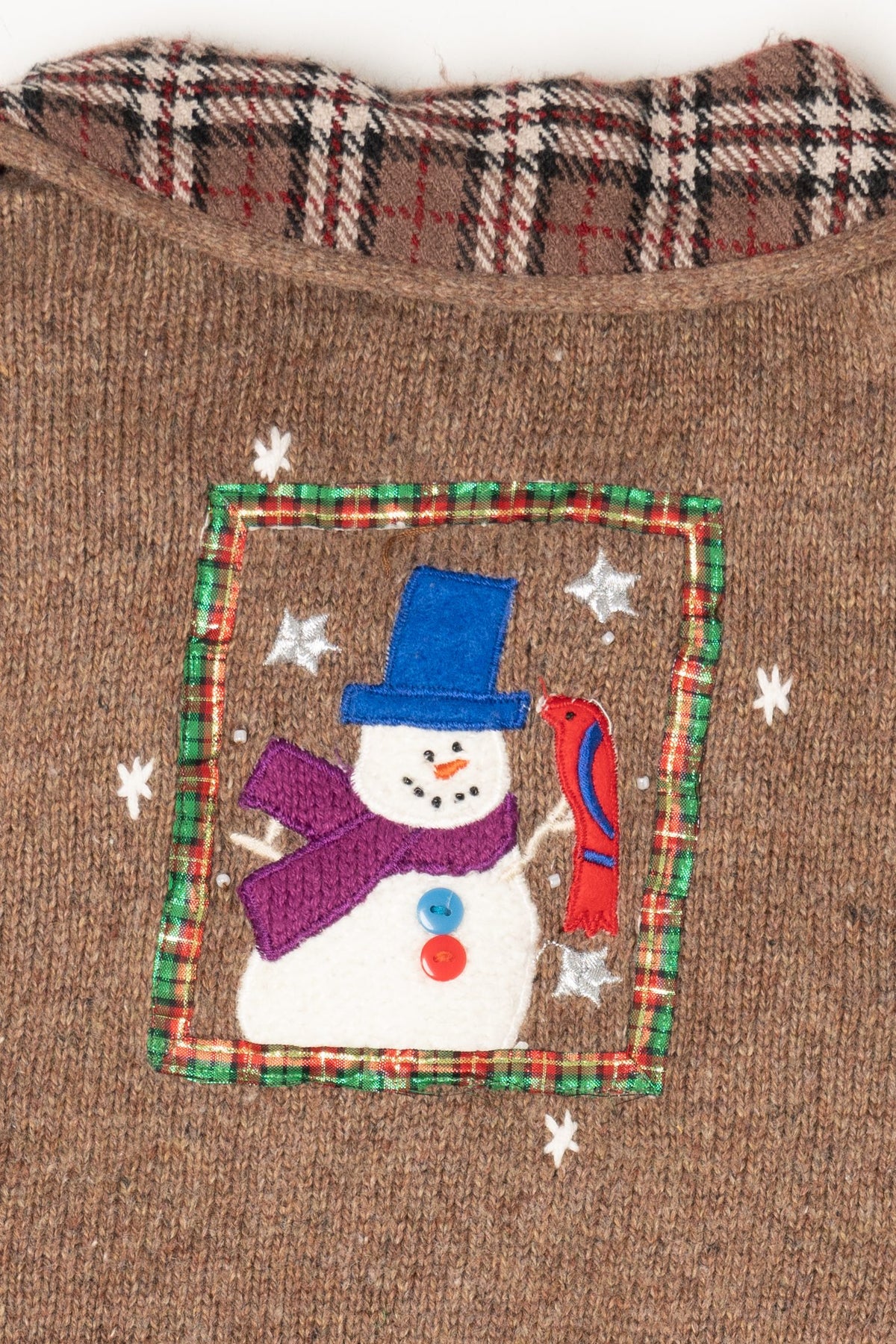 Vintage Beige Hampshire Studio Snowmen Ugly Christmas Vest (1990s)