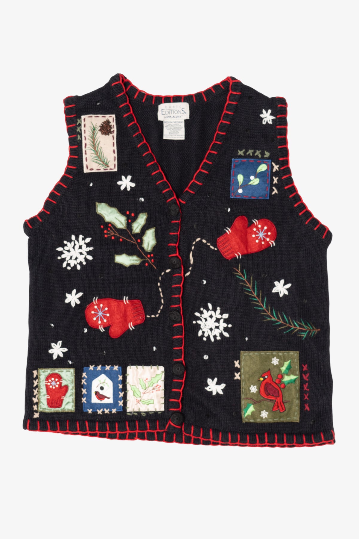 Vintage Black Basic Editions Ugly Christmas Vest (1990s)