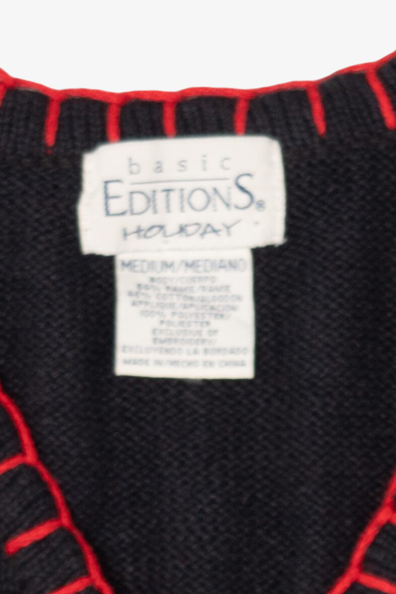 Vintage Black Basic Editions Ugly Christmas Vest (1990s)
