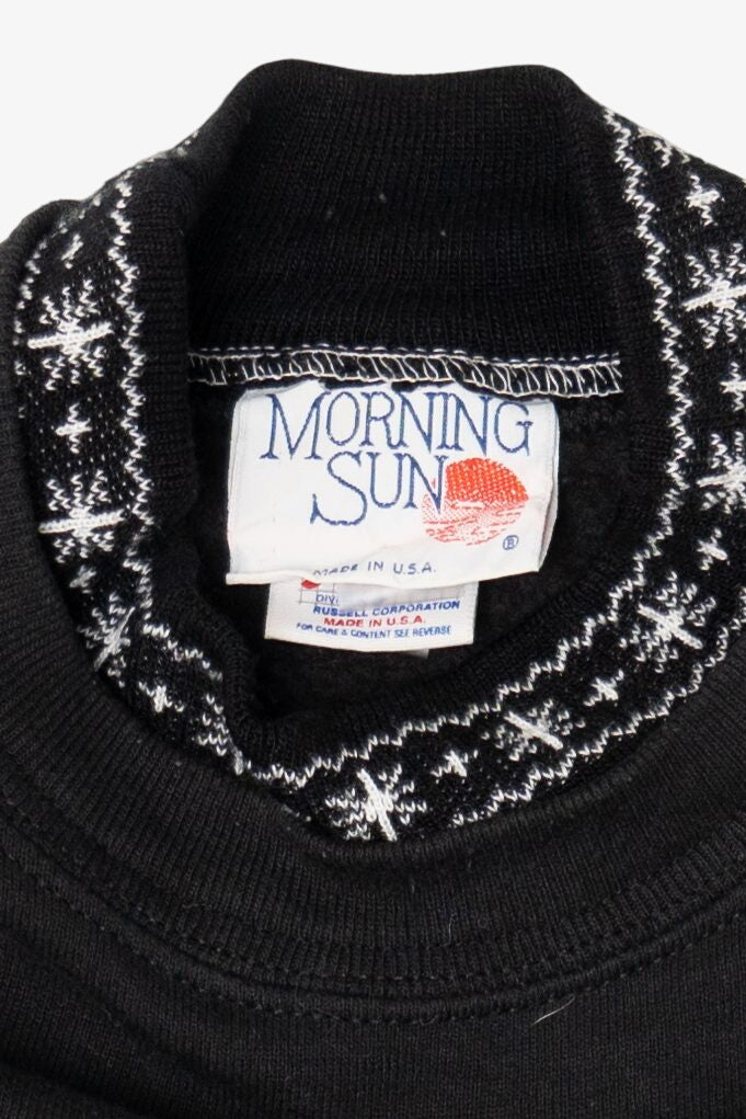 Vintage Black Morning Sun Snowmen Ugly Christmas Sweatshirt (1990s)