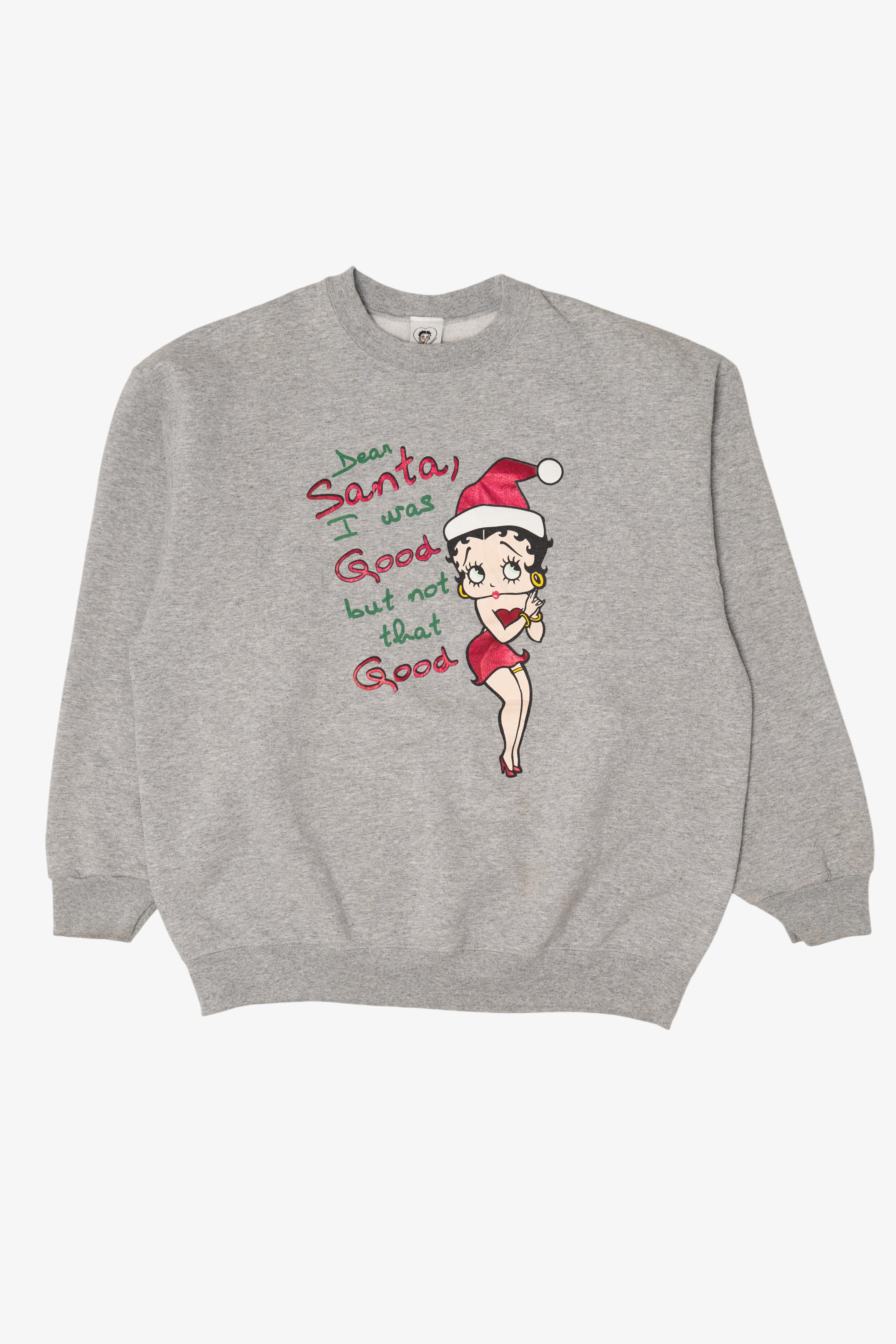 Vintage Gray Betty Boop "Dear Santa...' Ugly Christmas Sweatshirt (2000s)