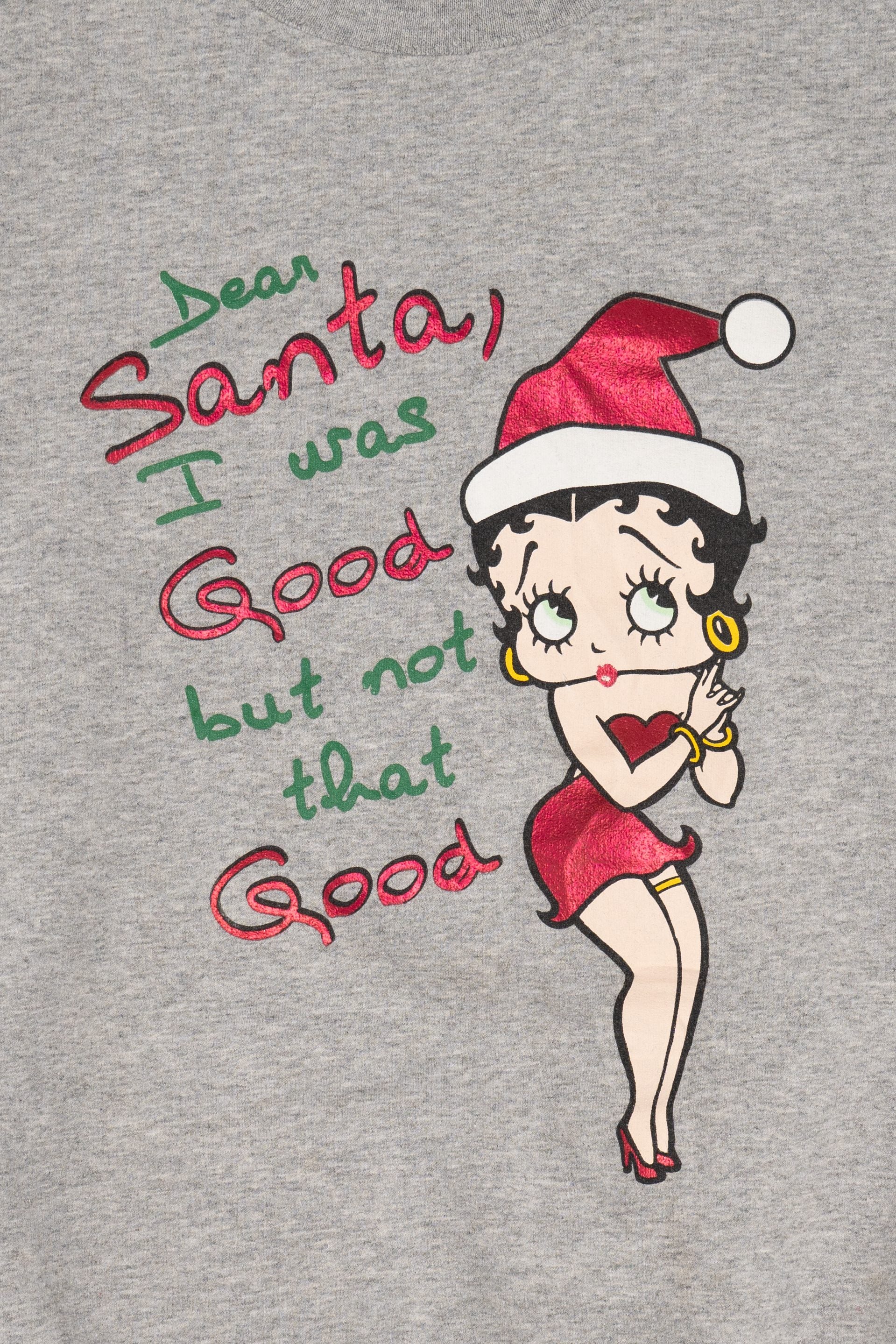 Vintage Gray Betty Boop "Dear Santa...' Ugly Christmas Sweatshirt (2000s)