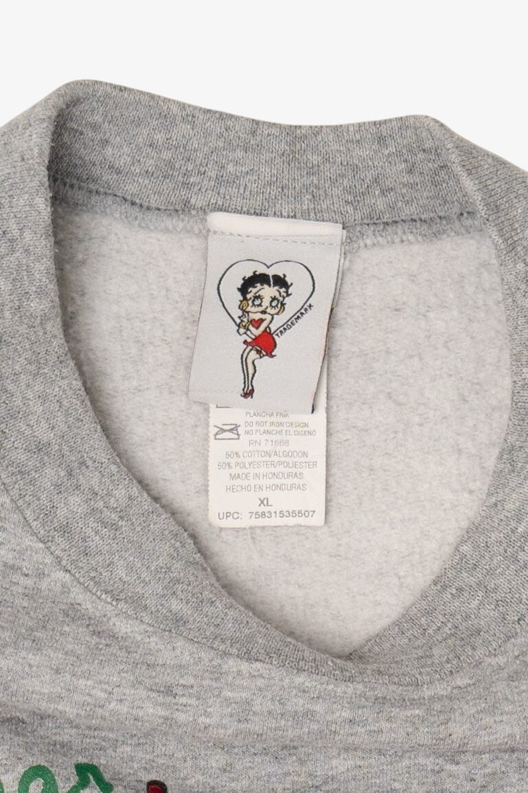 Vintage Gray Betty Boop "Dear Santa...' Ugly Christmas Sweatshirt (2000s)