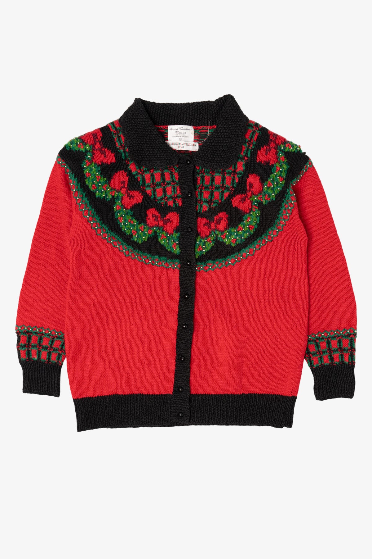 Vintage Red Marisa Christina Ugly Christmas Cardigan (1990s)
