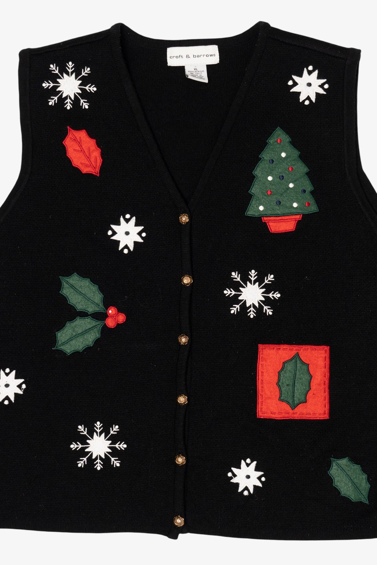 Vintage Black Croft & Barrow Ugly Christmas Vest (1990s)