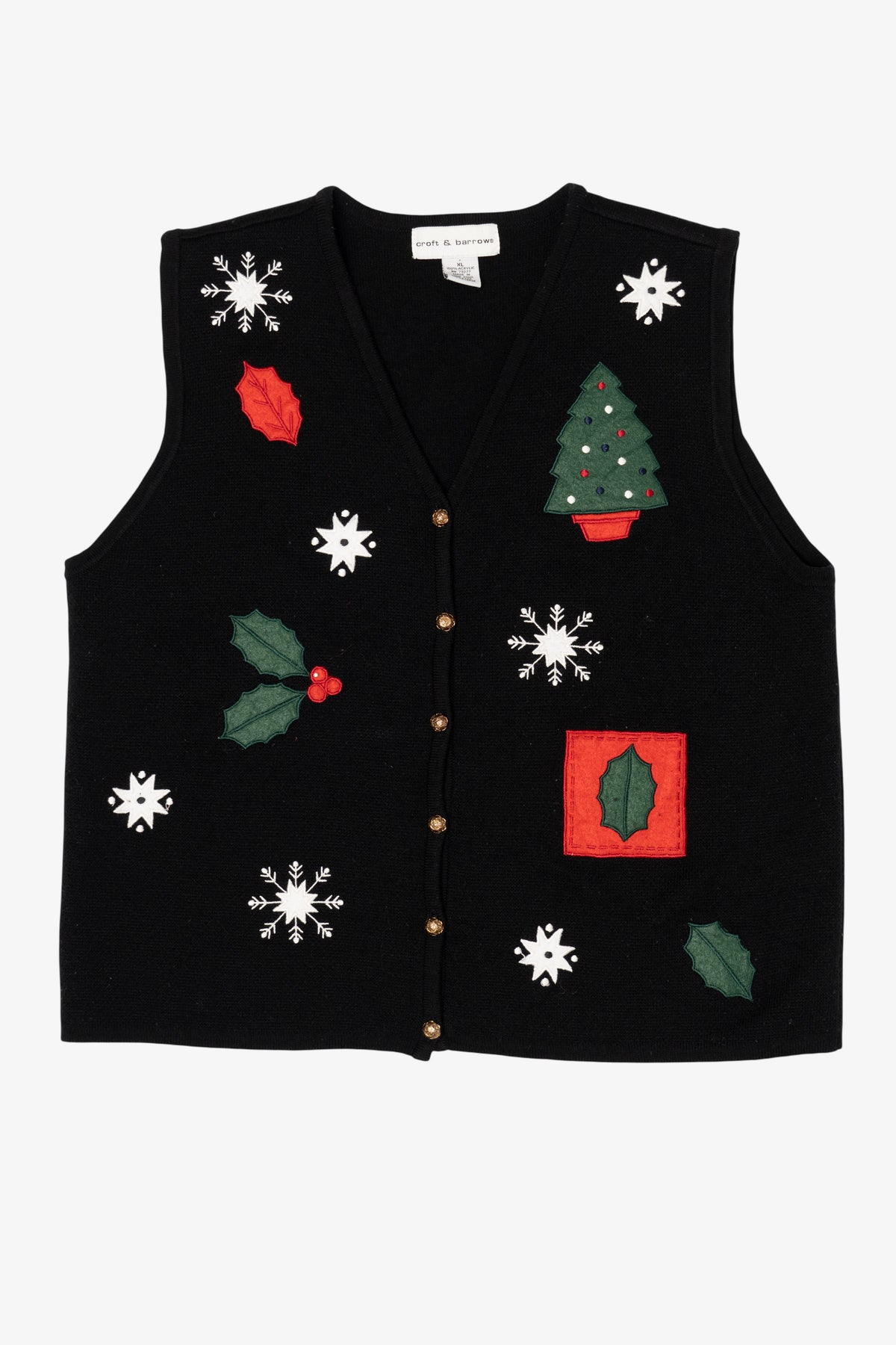 Vintage Black Croft & Barrow Ugly Christmas Vest (1990s)
