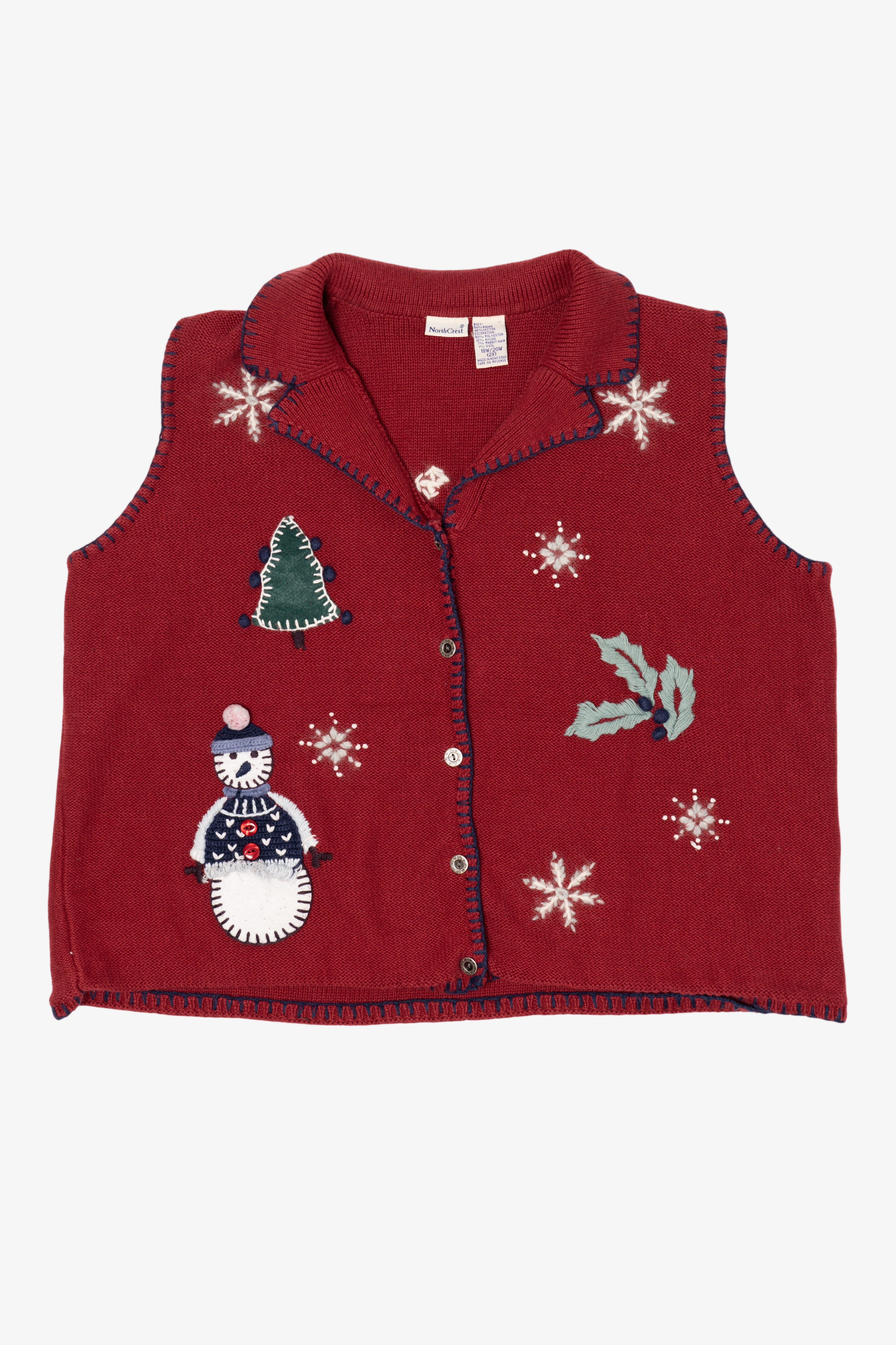 Vintage Red Northcrest Snowmen Ugly Christmas Vest (1990s)