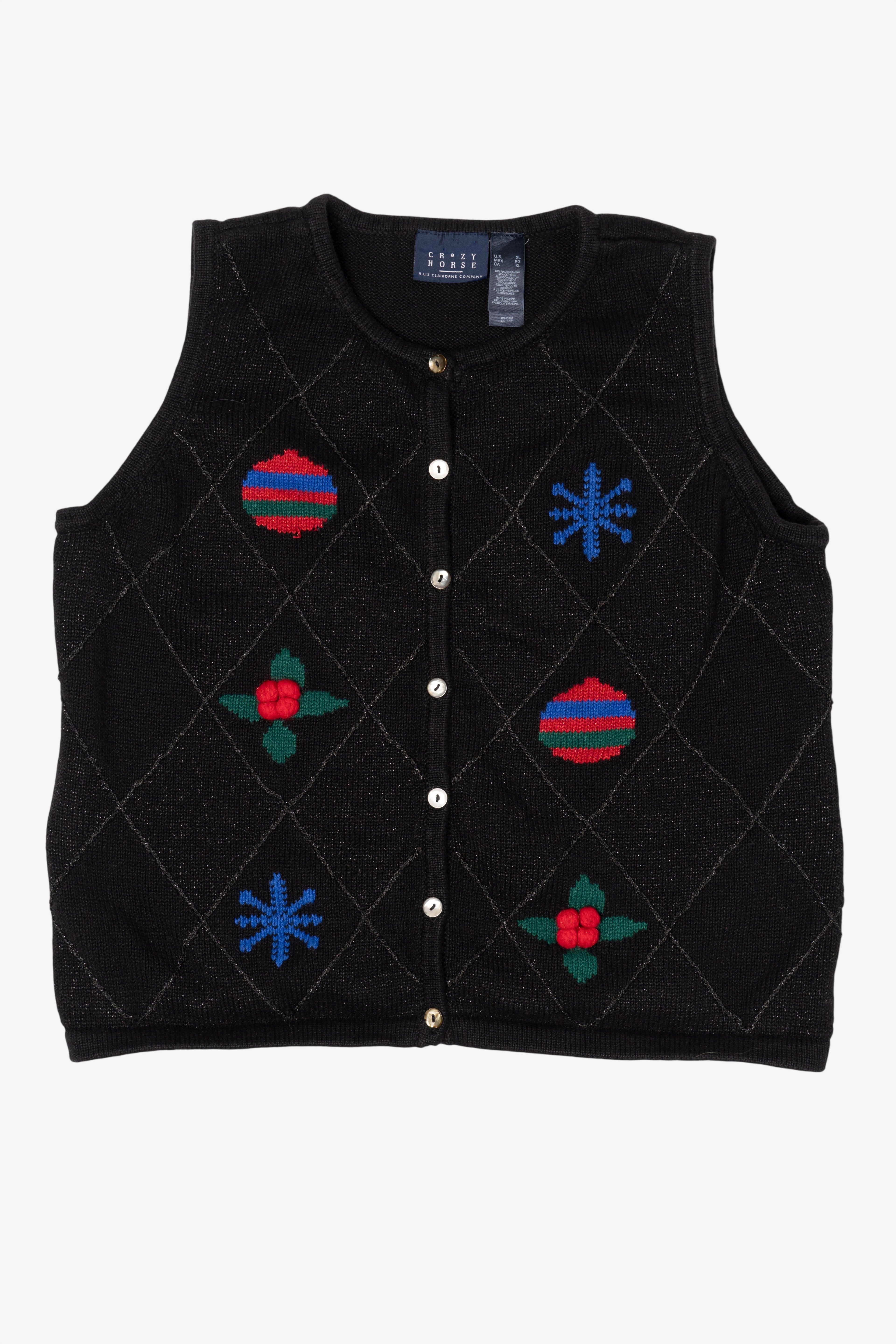 Vintage Black Crazy Horse Ugly Christmas Vest (2000s)