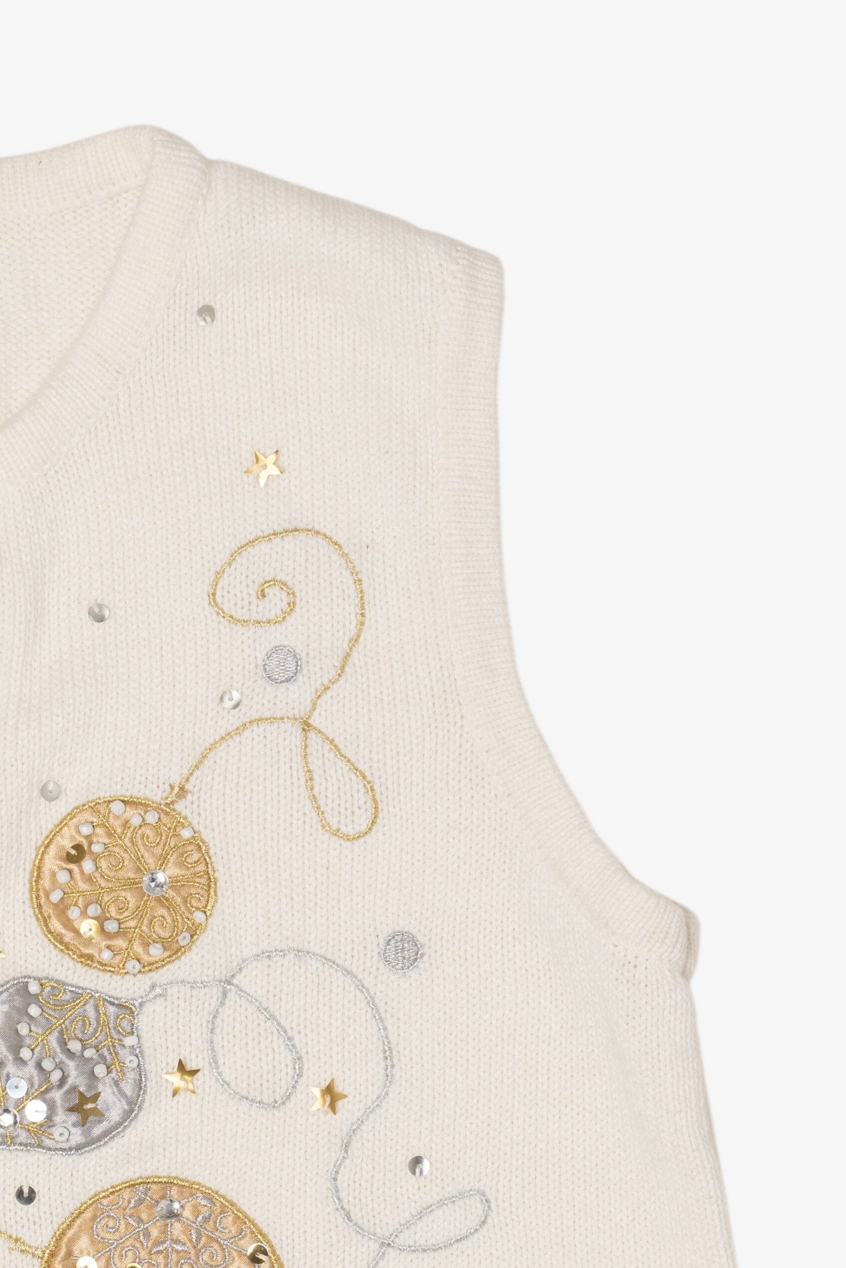 Vintage White SML Design Ornaments Christmas Vest (1990s)