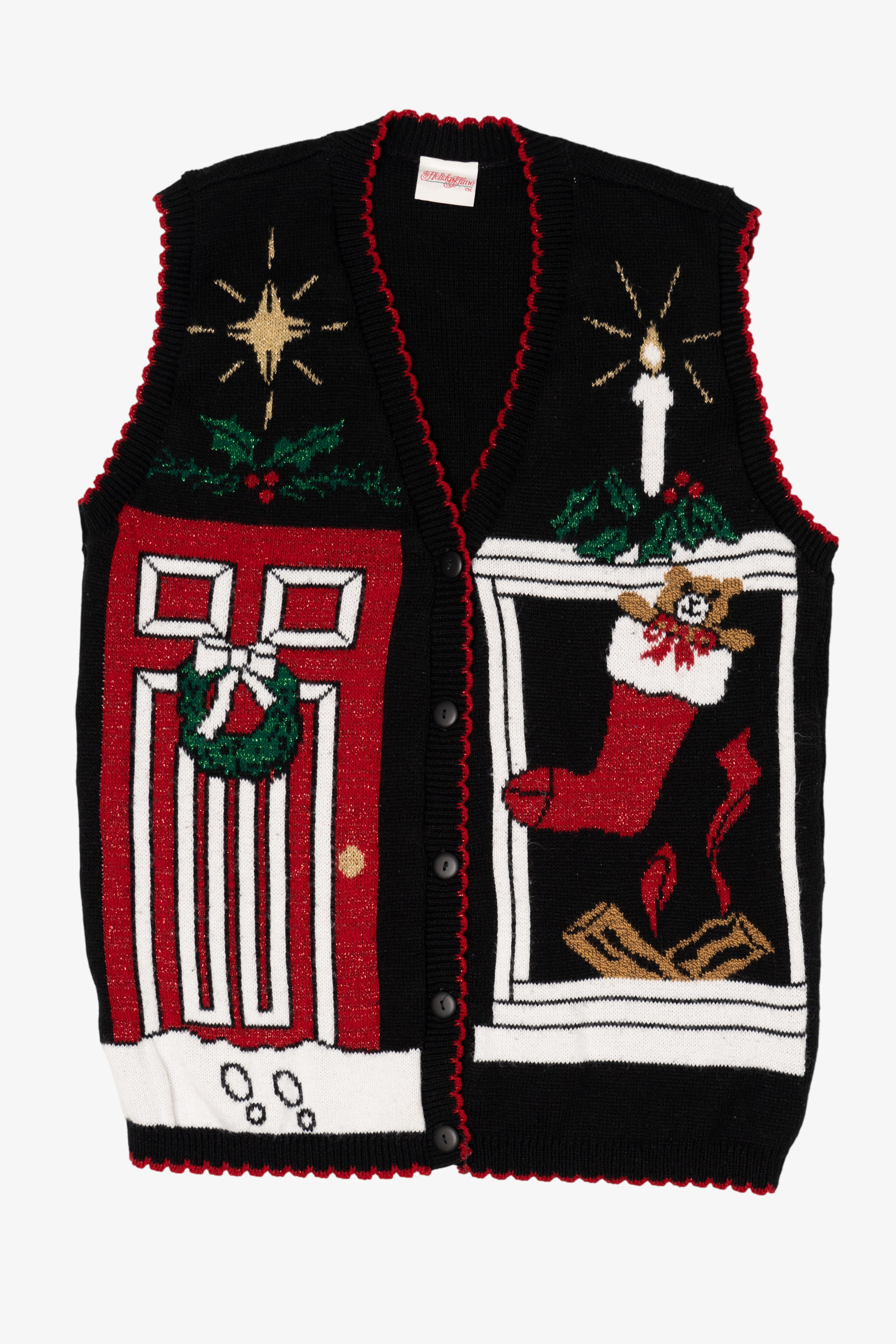 Vintage Black Holiday Time Ugly Christmas Vest (1990s)